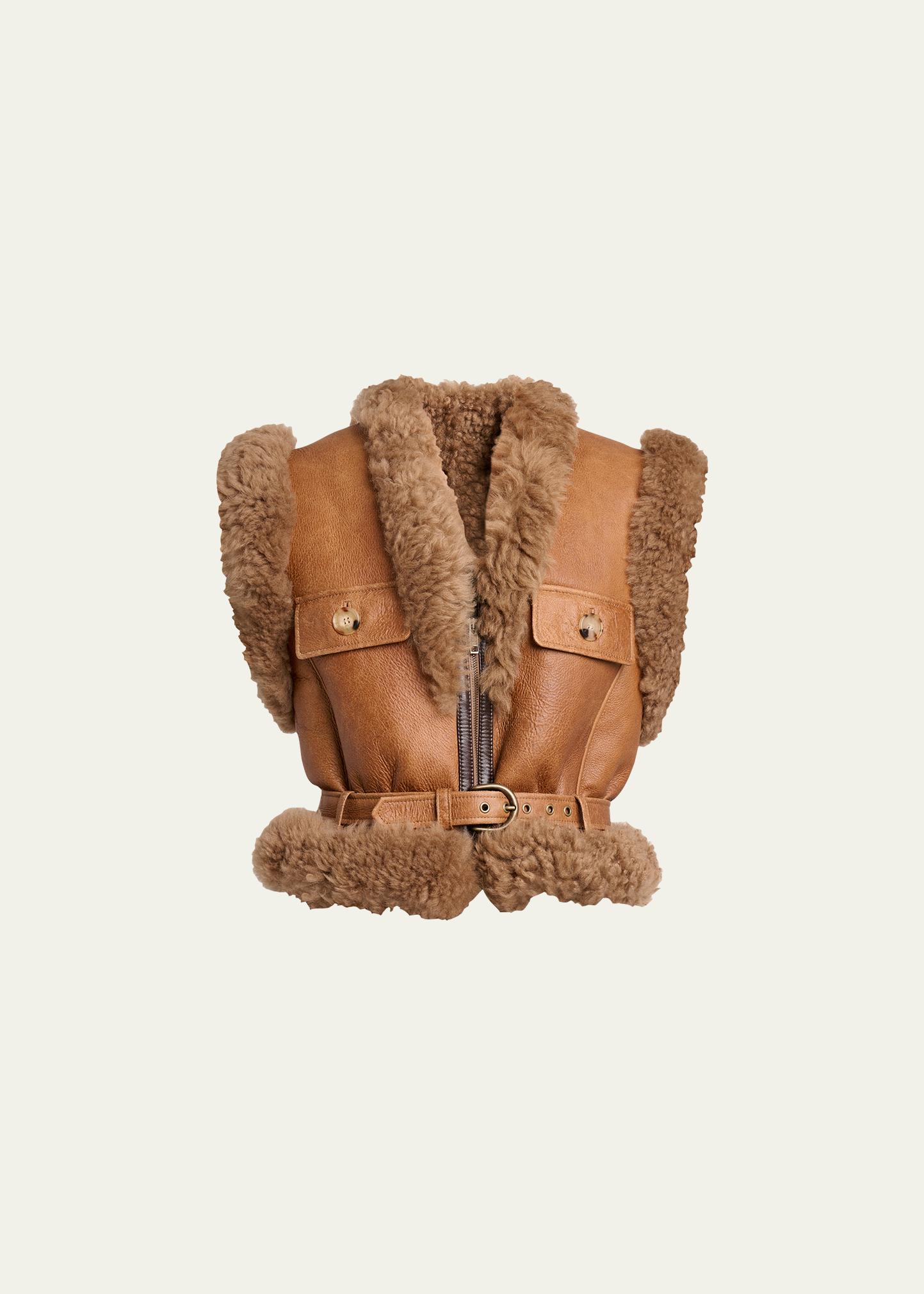 【THIRD MAGAZINE】BROWN SHEEP MOUTON VEST Chloé Lamb Shearling Belted Vest - Bergdorf Goodman