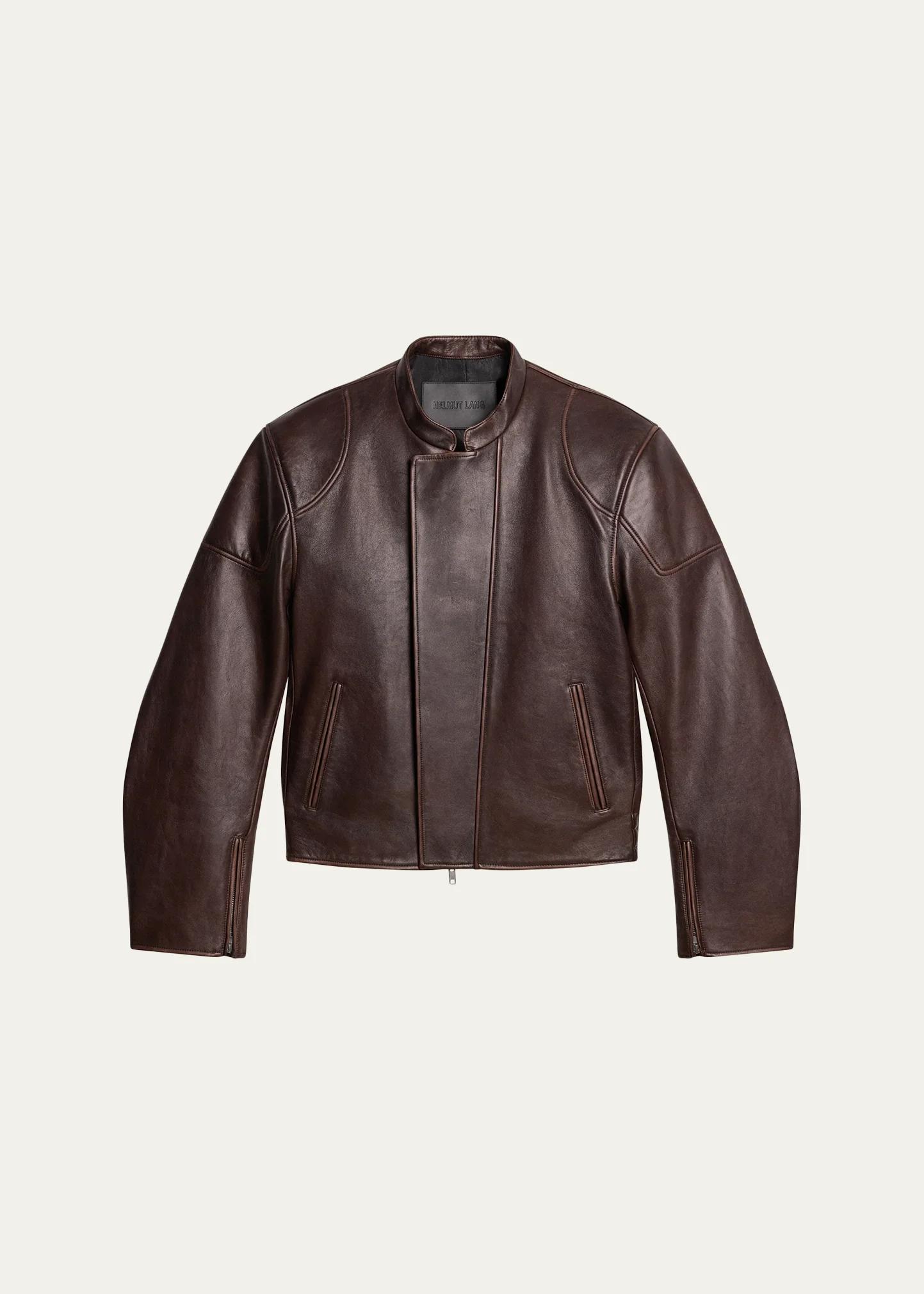 Helmut Lang Men's Leather Concealed-Zip Moto Jacket - Bergdorf Goodman