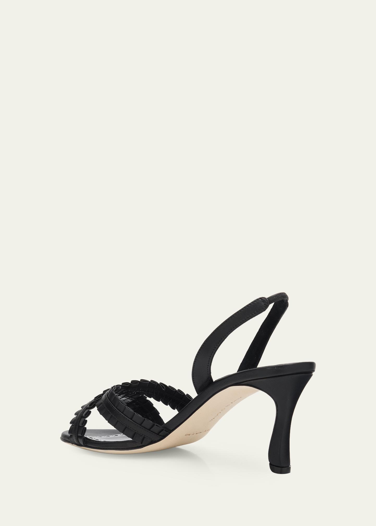 Manolo Blahnik 70mm Volusan Leather Slingback Pumps - Bergdorf Goodman