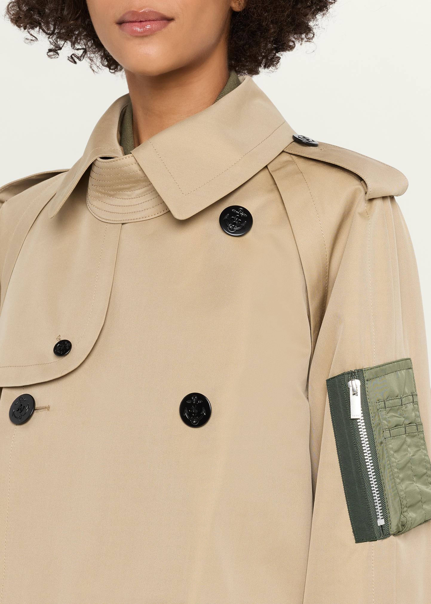 SACAI 코튼 가바르딘 하이브리드 숏 트렌치 코트