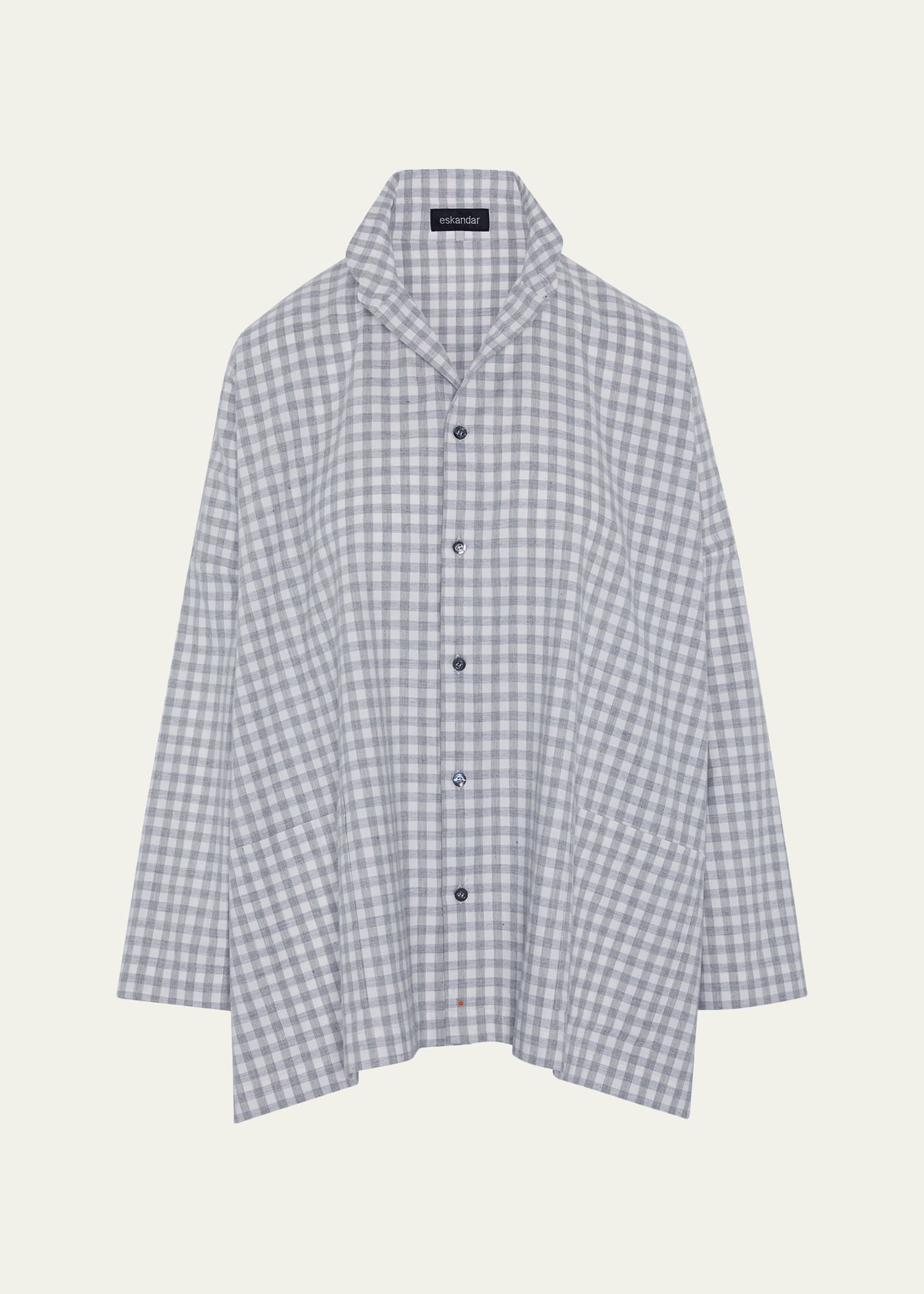 Eskandar Wide Brushed Gingham Cotton Shirt - Bergdorf Goodman
