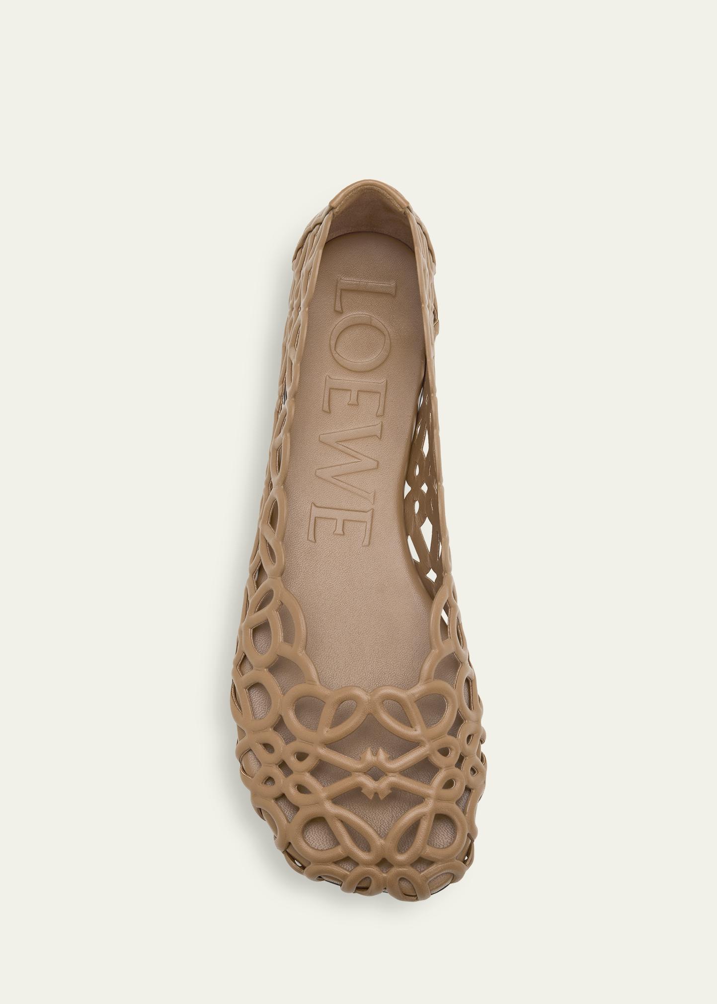 LOEWE Petal Anagram Leather Ballerina Flats - Bergdorf Goodman