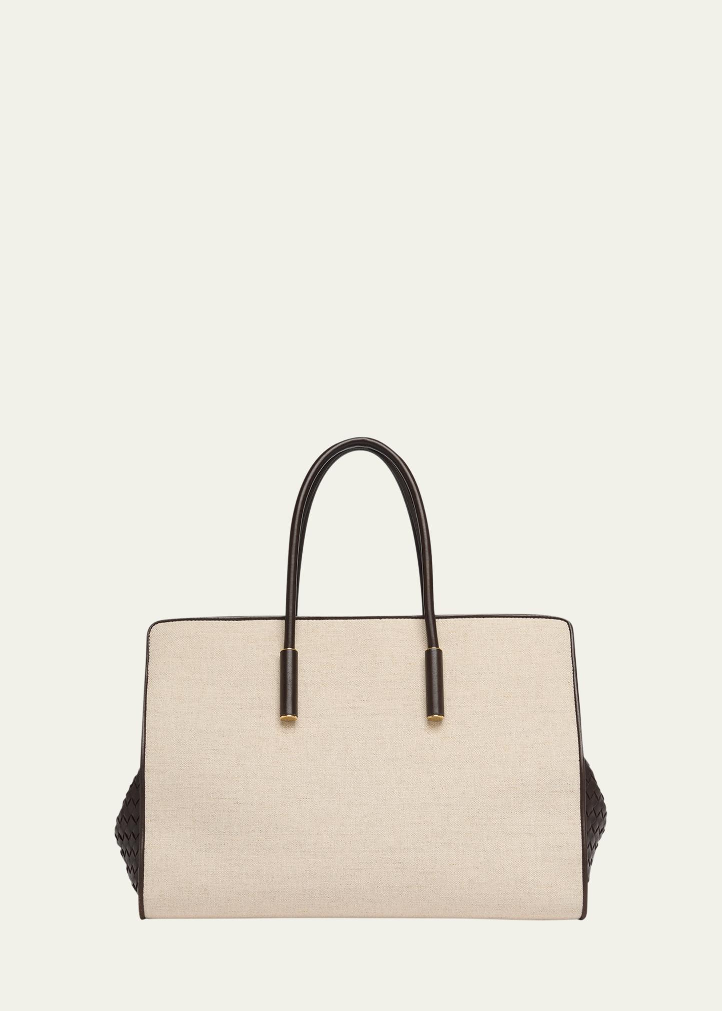 Bottega Veneta Barbara Medium Canvas and Leather Tote Bag