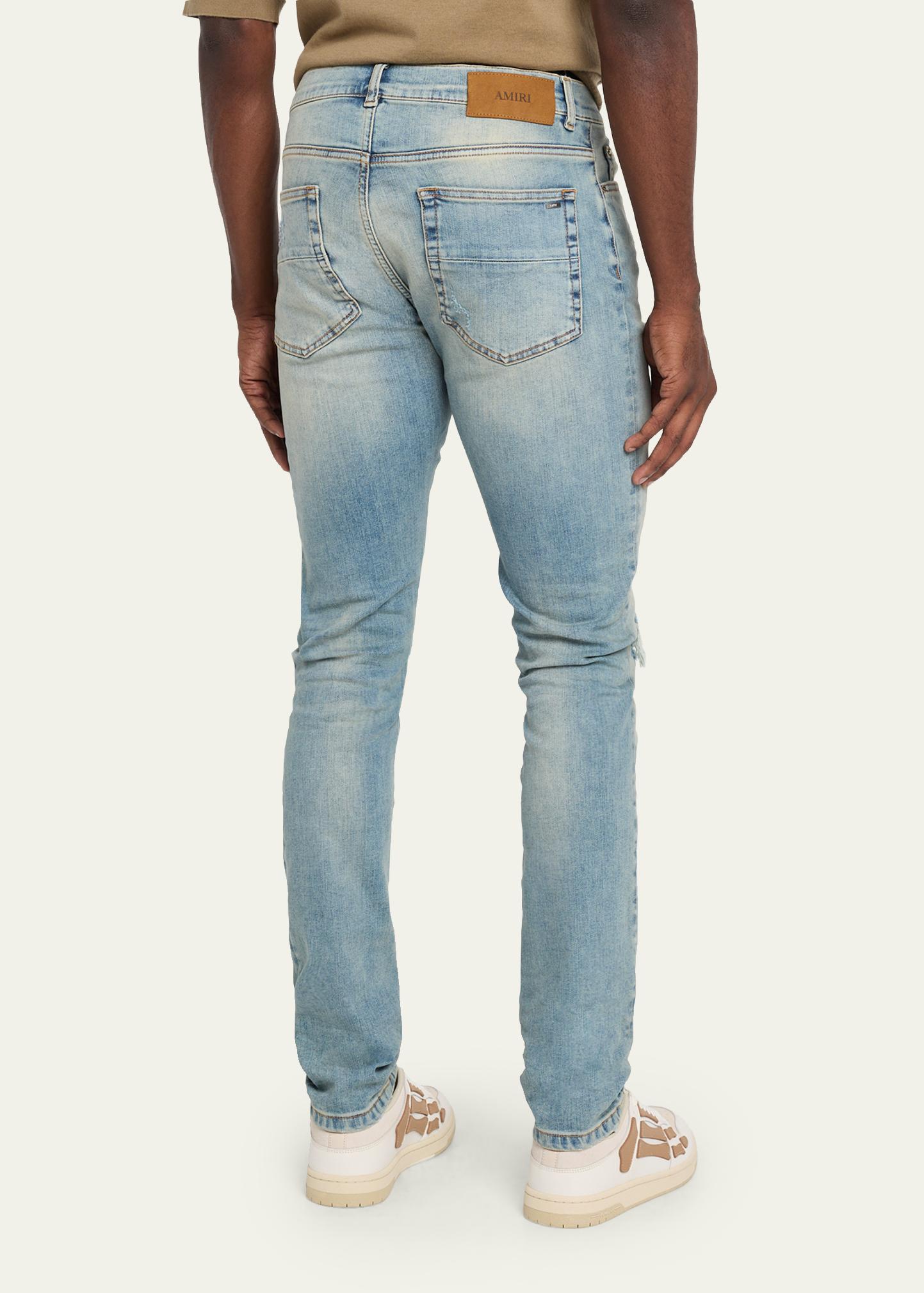 Amiri Men's Plaid Repair Denim Skinny Jeans - Bergdorf Goodman