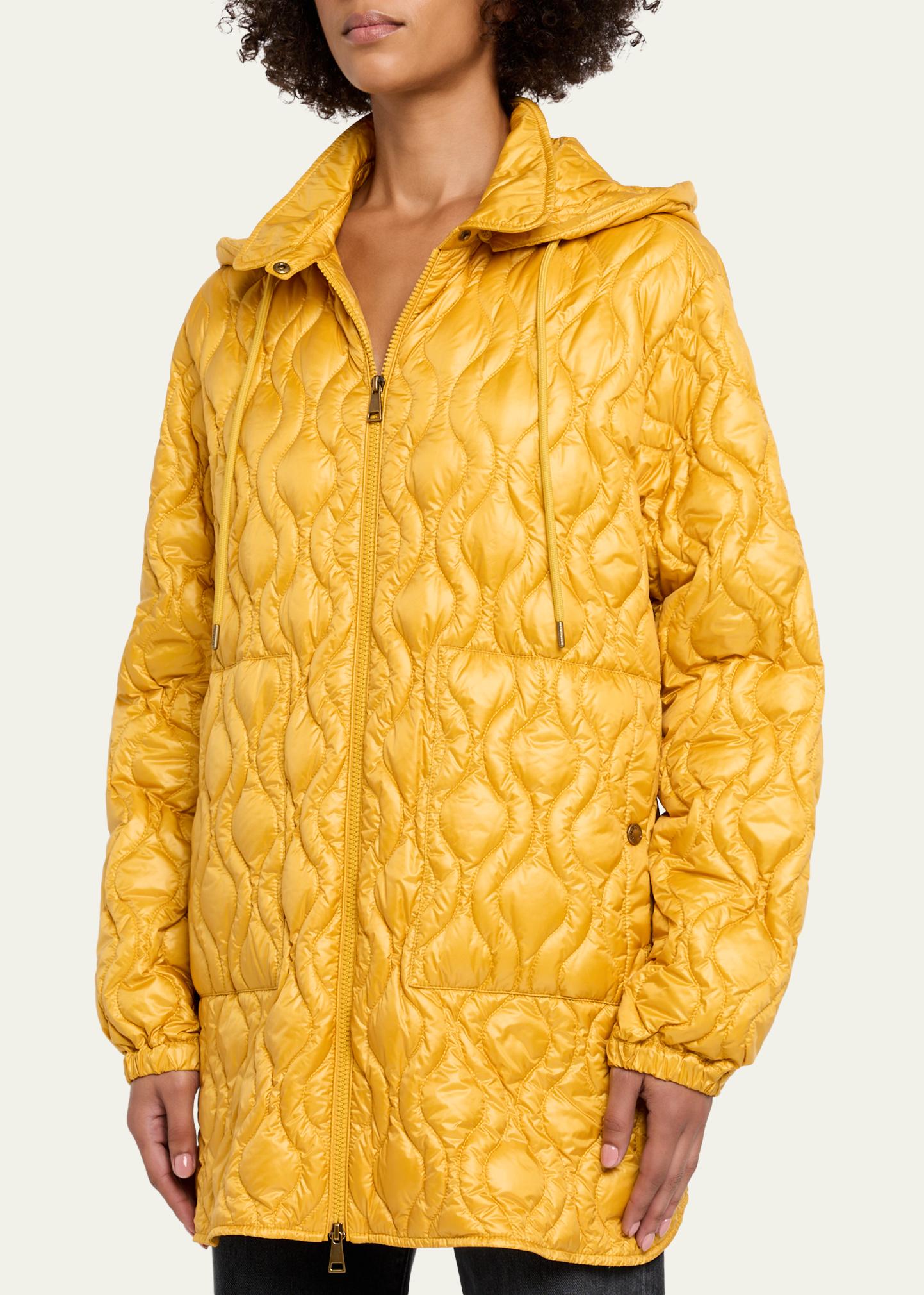Moncler Balette Geometric Quilted Mid-Length Down Jacket