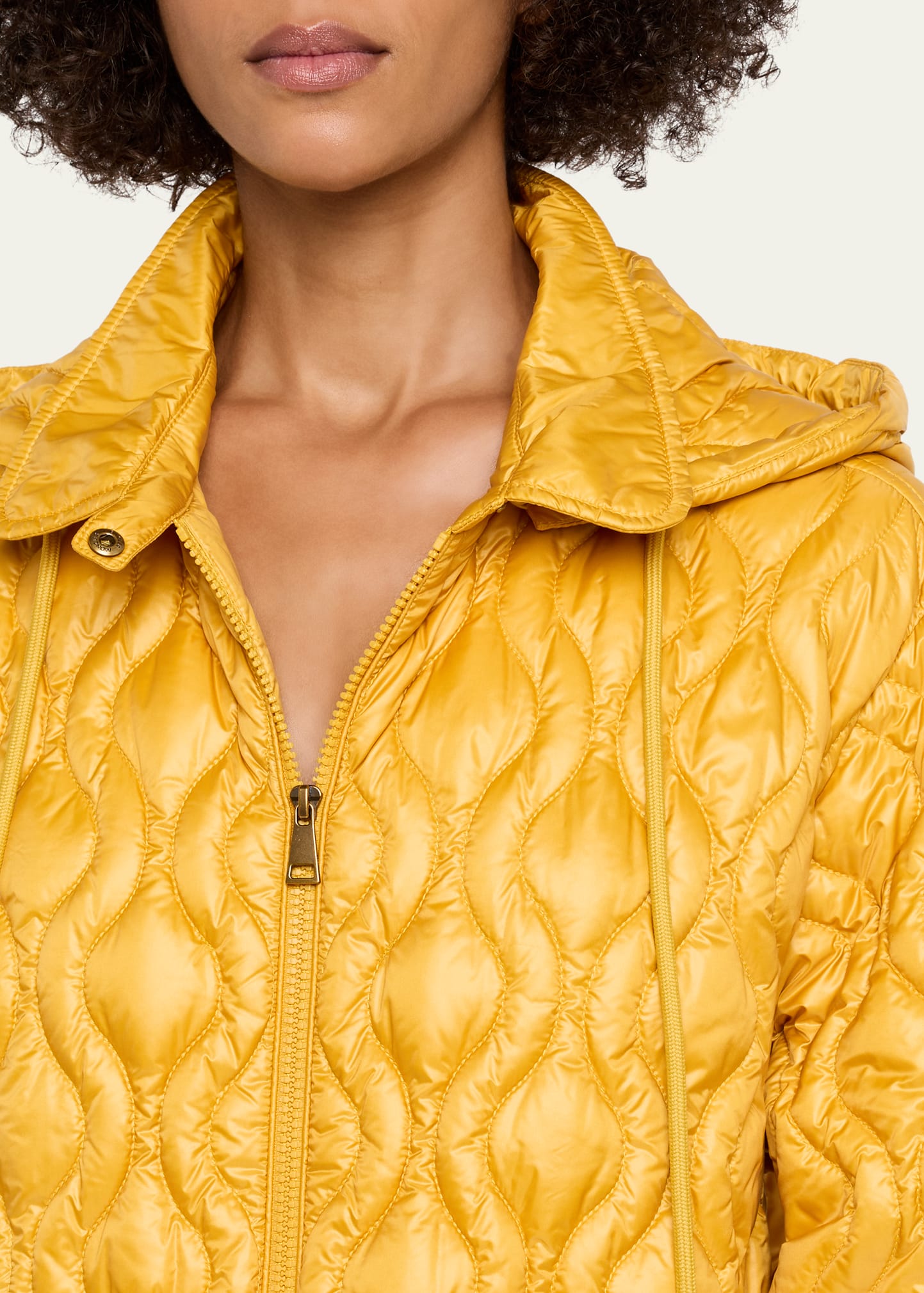 Moncler Balette Geometric Quilted Mid-Length Down Jacket