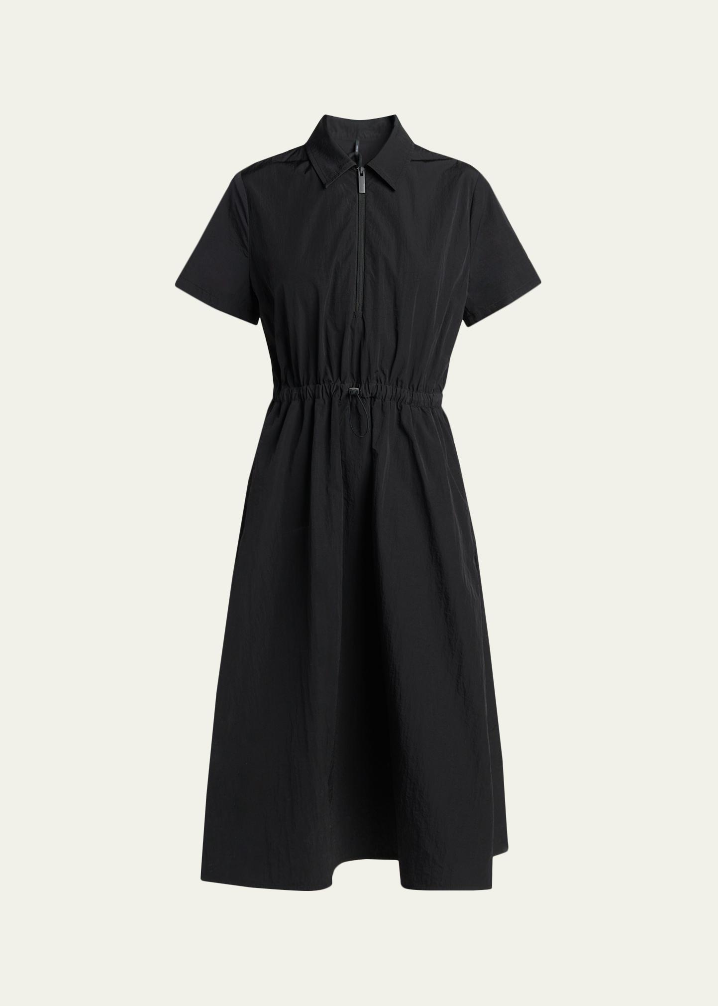 Moncler Short-Sleeve Nylon Midi Dress - Bergdorf Goodman