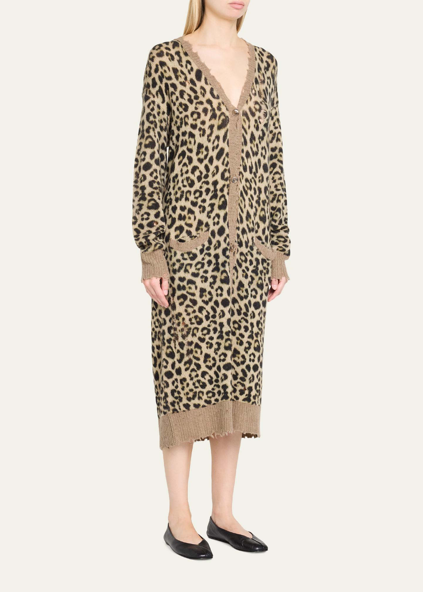 R13 Leopard-Print Long Cashmere Cardigan - Bergdorf Goodman