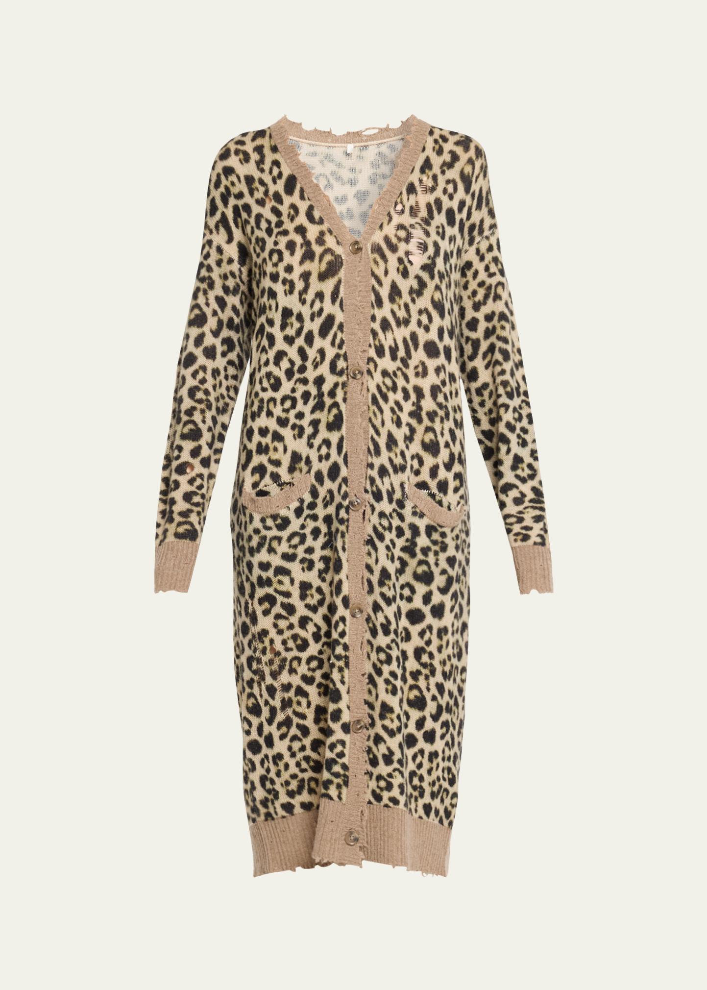 LGB風 archive leopard drape cardigan お兄系 R13 Leopard-Print Long Cashmere Cardigan - Bergdorf Goodman