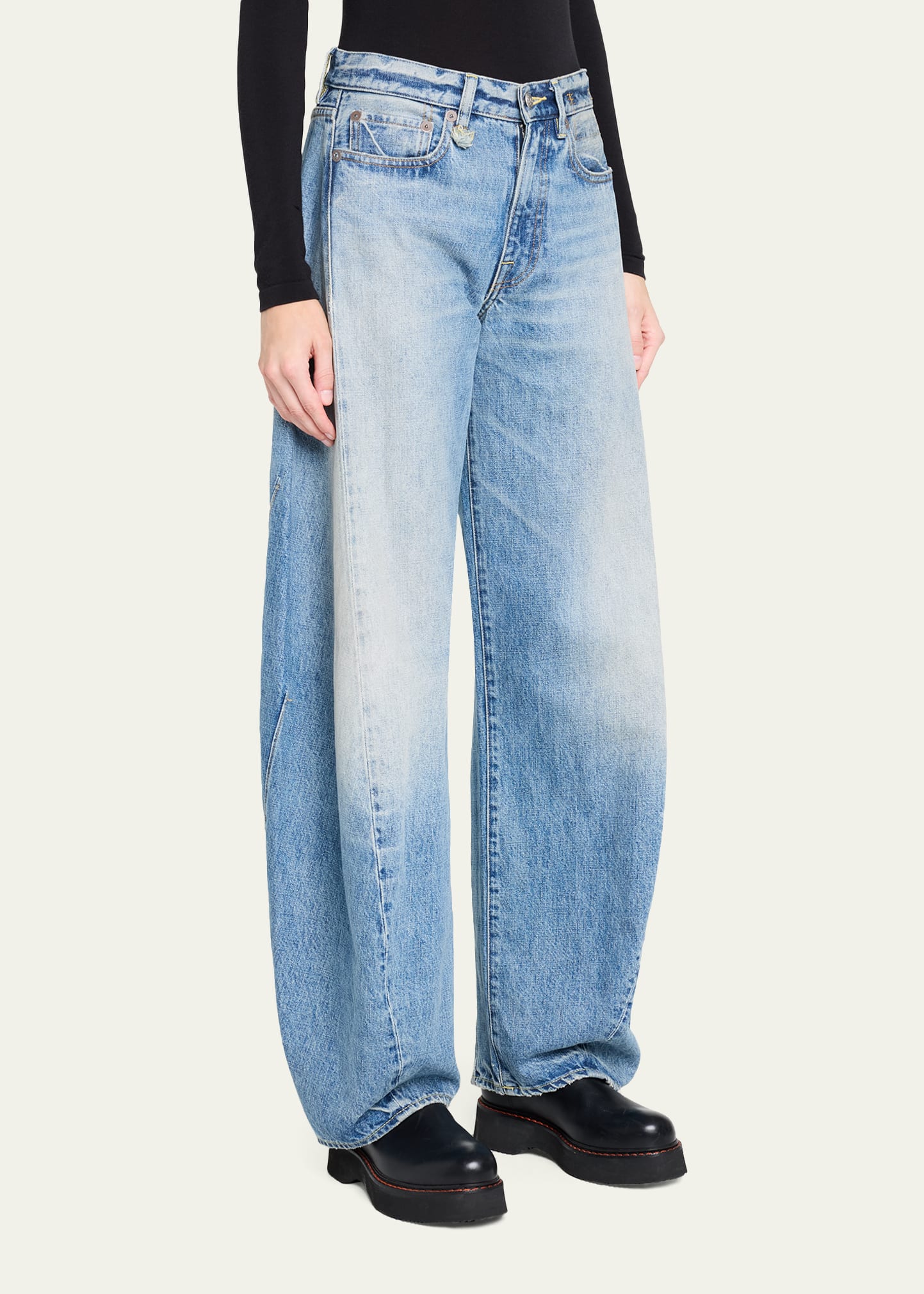 R13 Janine Low-Rise Spliced Denim Jeans - Bergdorf Goodman