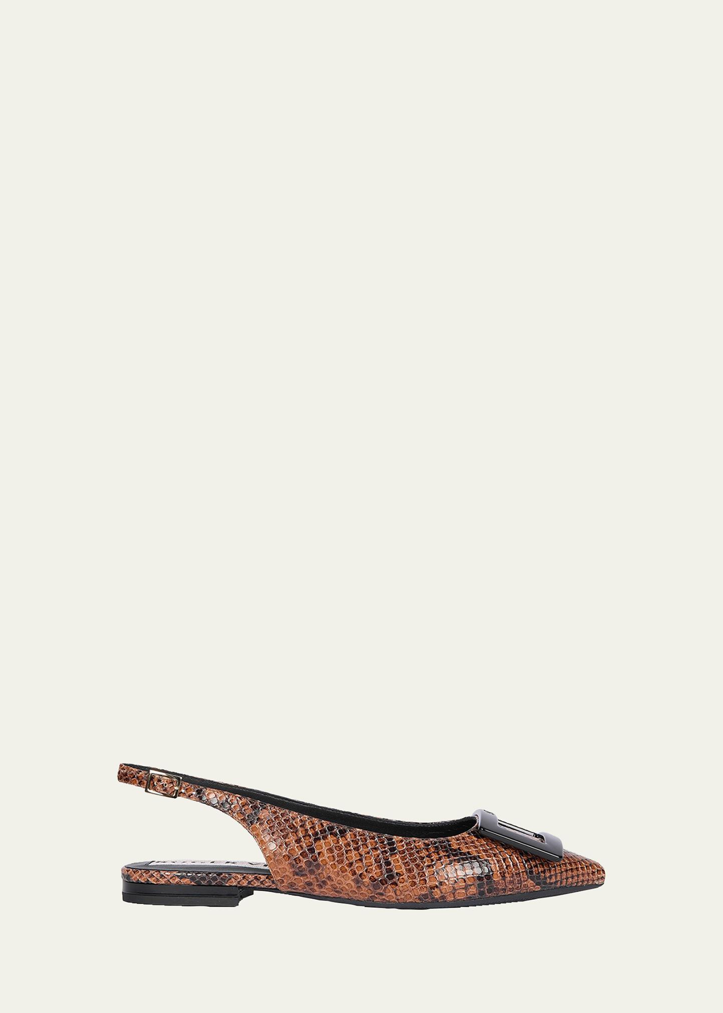 Roger Vivier Gommettine Croc-Embossed Leather Slingback Ballerina