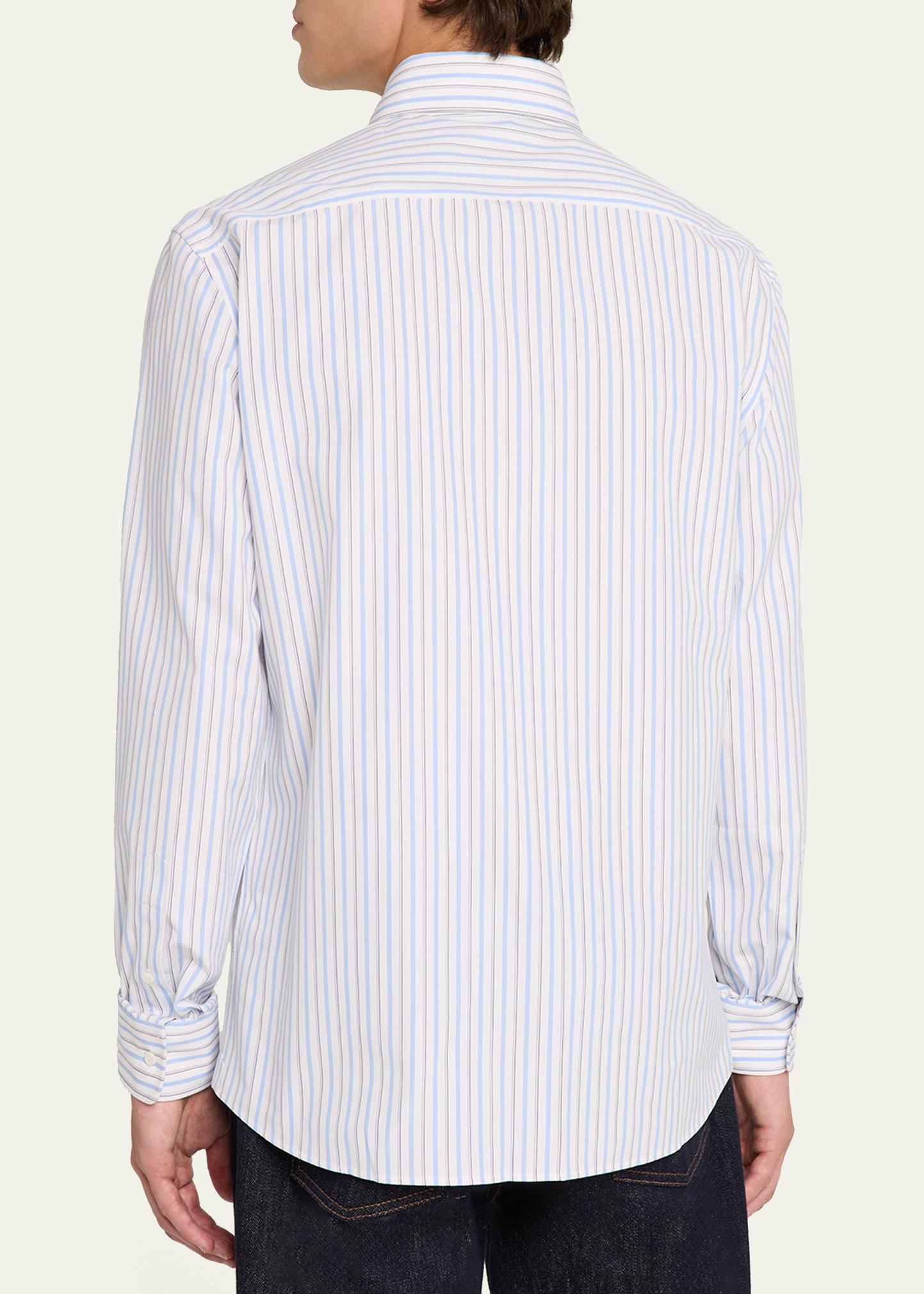 Brunello Cucinelli ストライプシャツ 長袖 Brunello Cucinelli Men's Cotton Variegated Stripe Button-Down