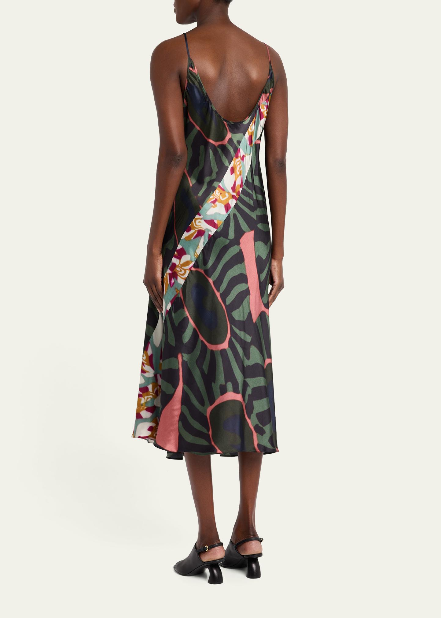 Dries Van Noten Dibelle Patchwork Satin Midi Slip Dress - Bergdorf