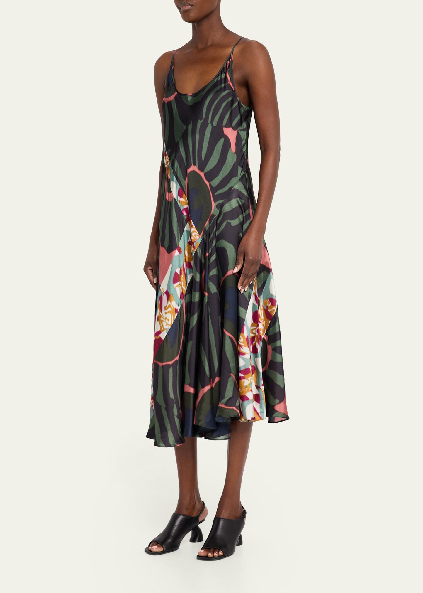 Dries Van Noten Dibelle Patchwork Satin Midi Slip Dress - Bergdorf