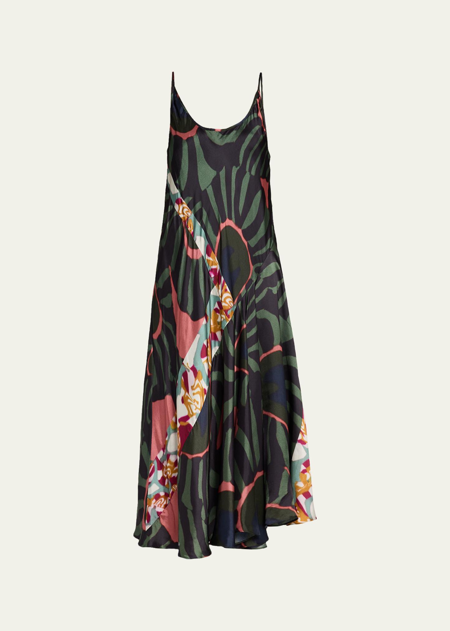Dries Van Noten Dibelle Patchwork Satin Midi Slip Dress - Bergdorf
