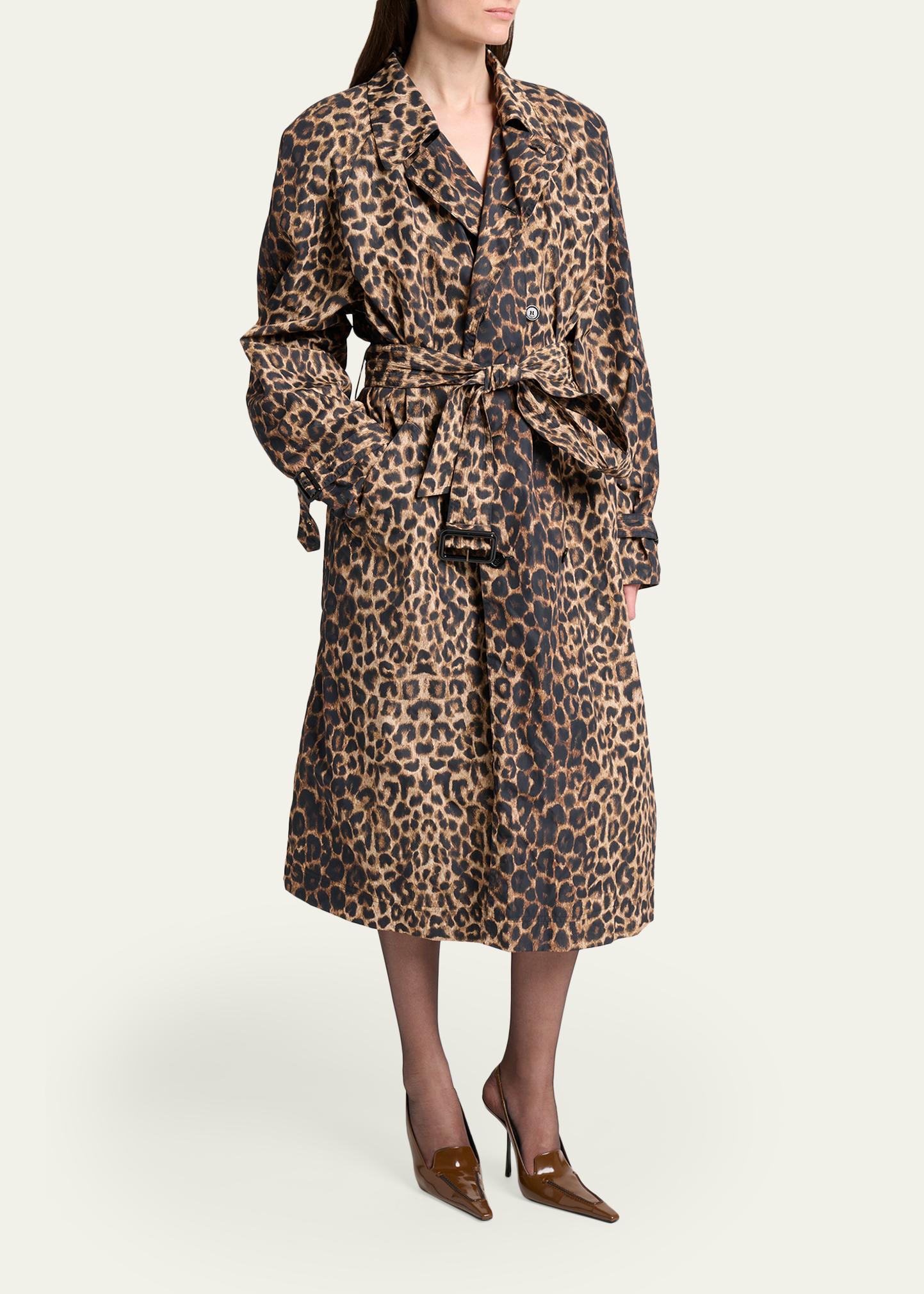 Leopard-Print Nylon Trench Coat, image 5 of 6