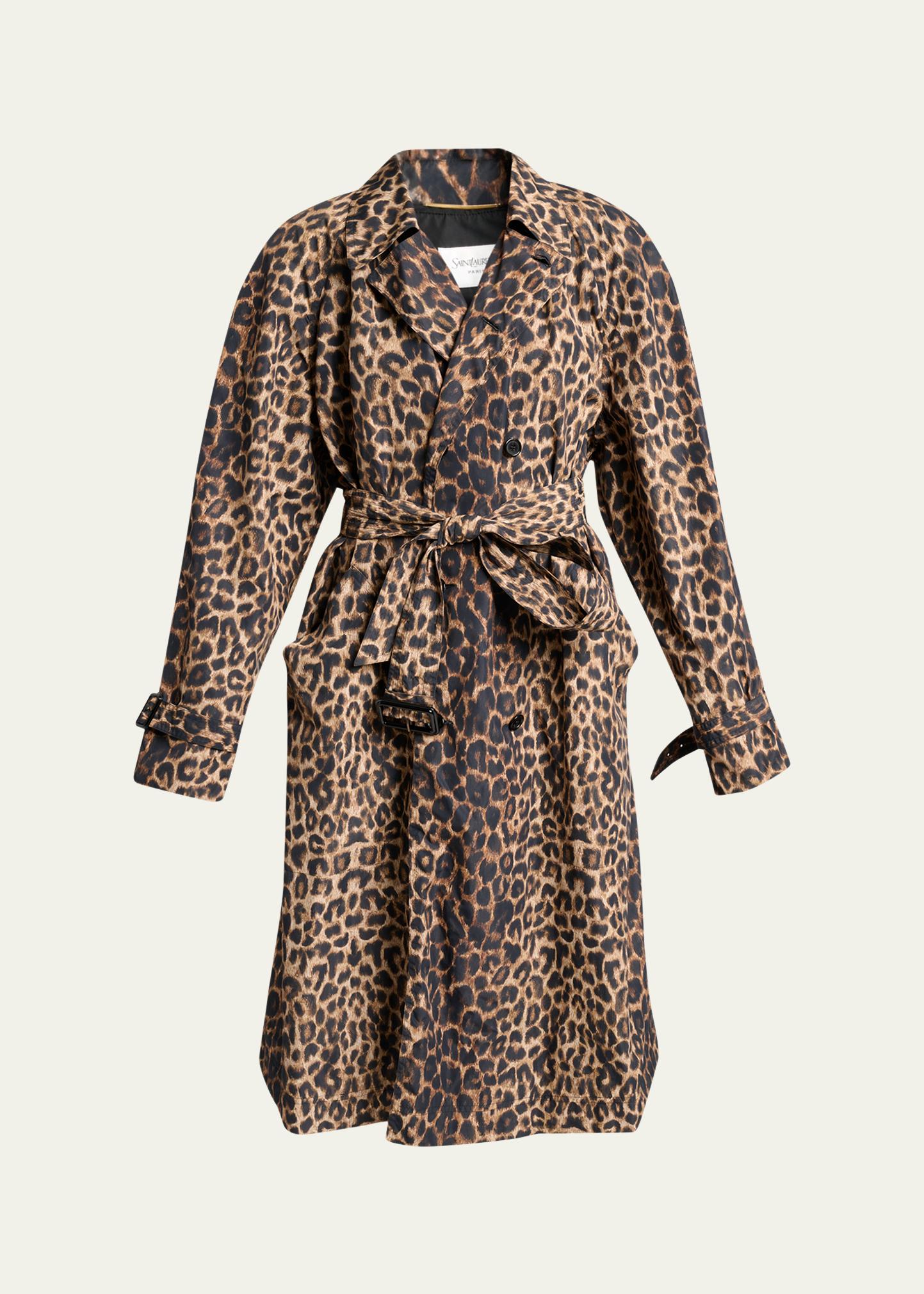Leopard-Print Nylon Trench Coat, image 2 of 6