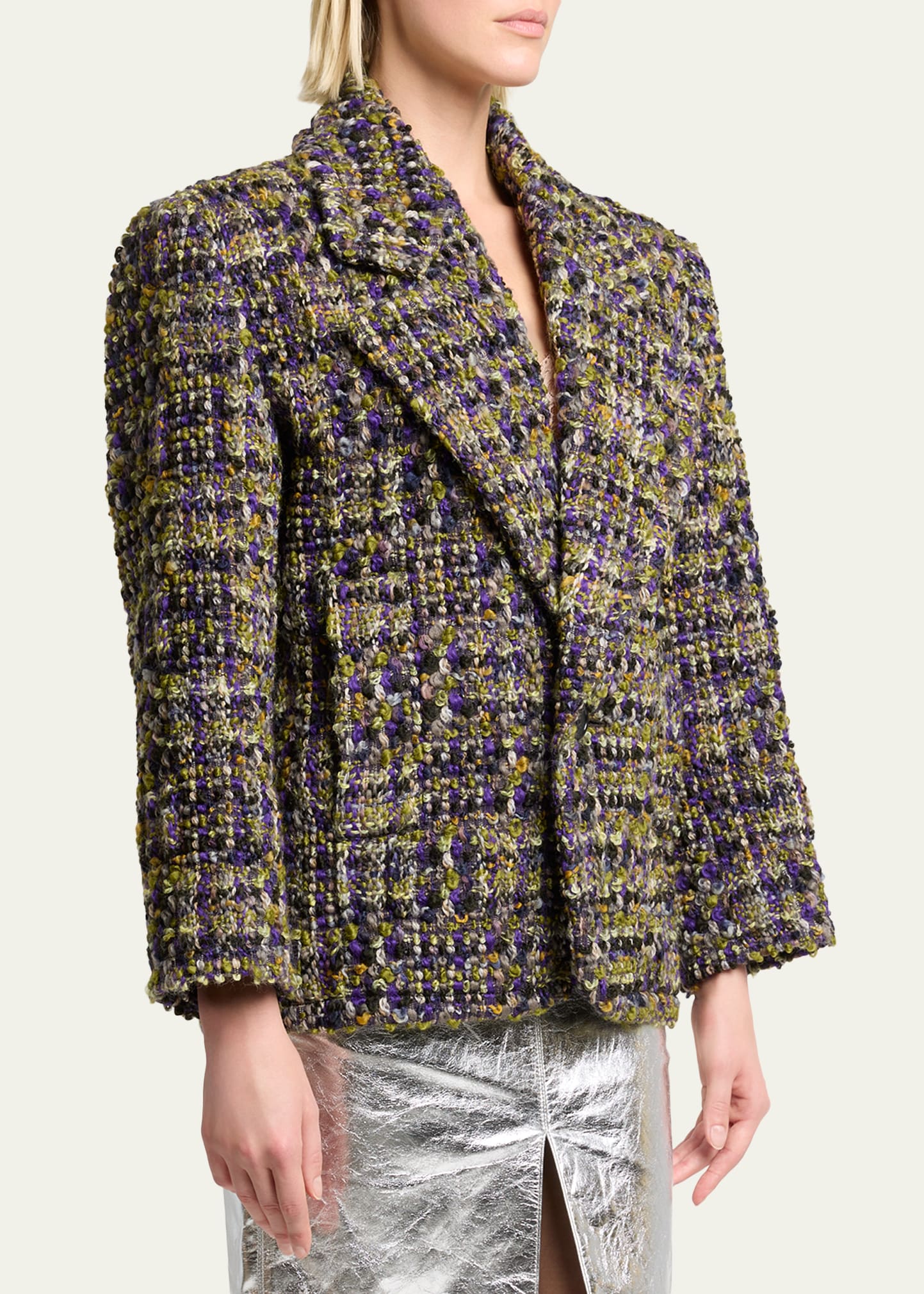 Saint Laurent Tweed Single-Breasted Jacket - Bergdorf Goodman