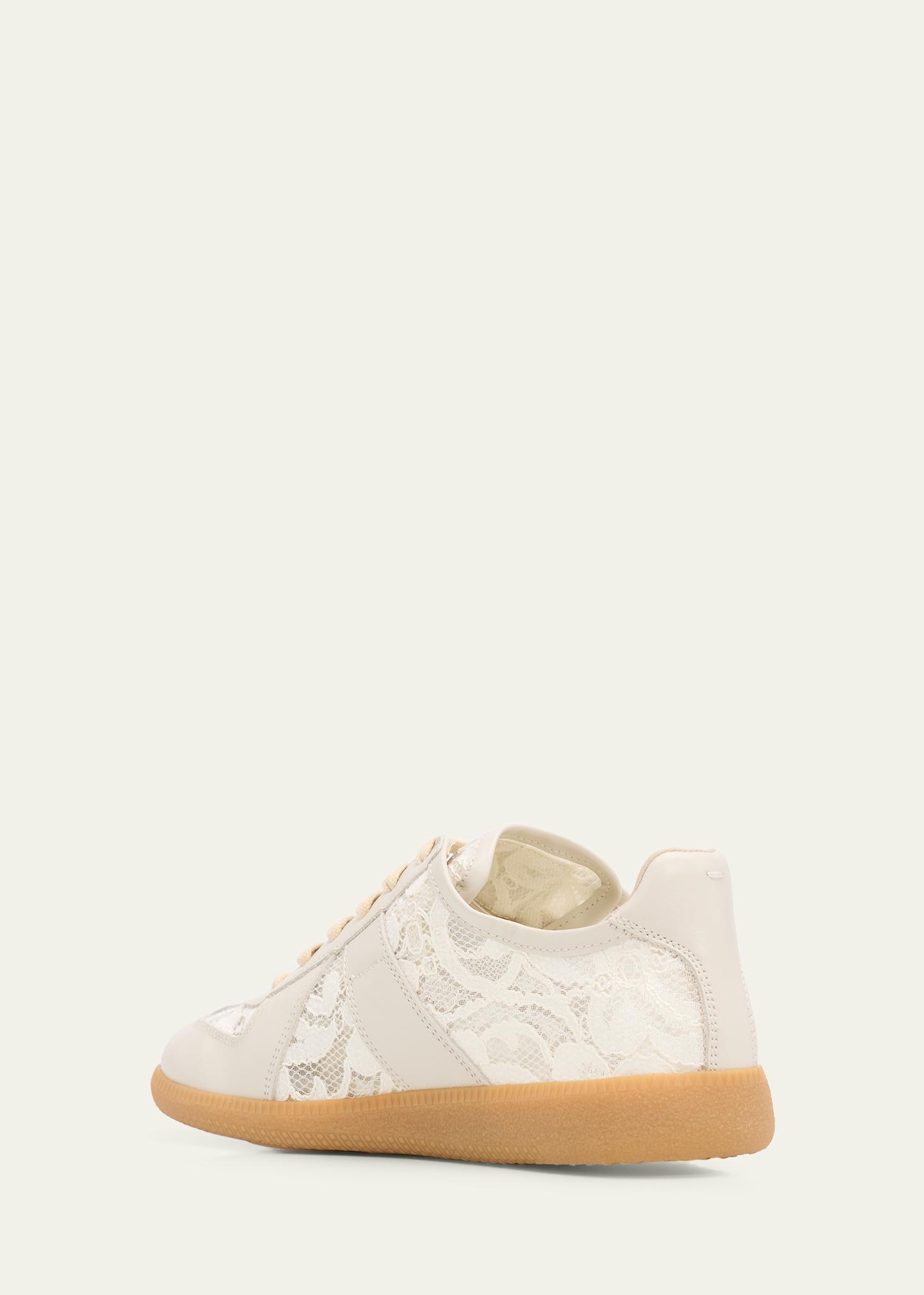 Maison Margiela Replica Lace and Leather Low-Top Sneakers