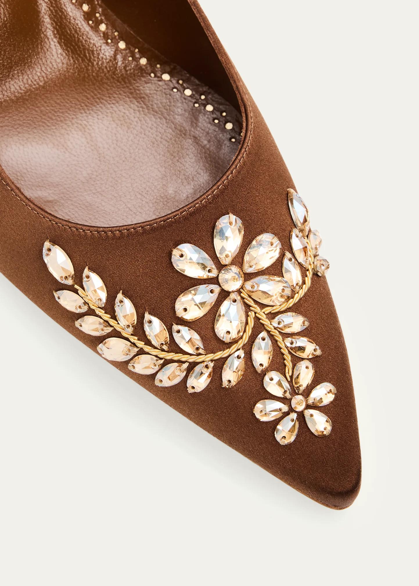 Manolo Blahnik 50mm Pasadislo Embellished Satin Pumps - Bergdorf