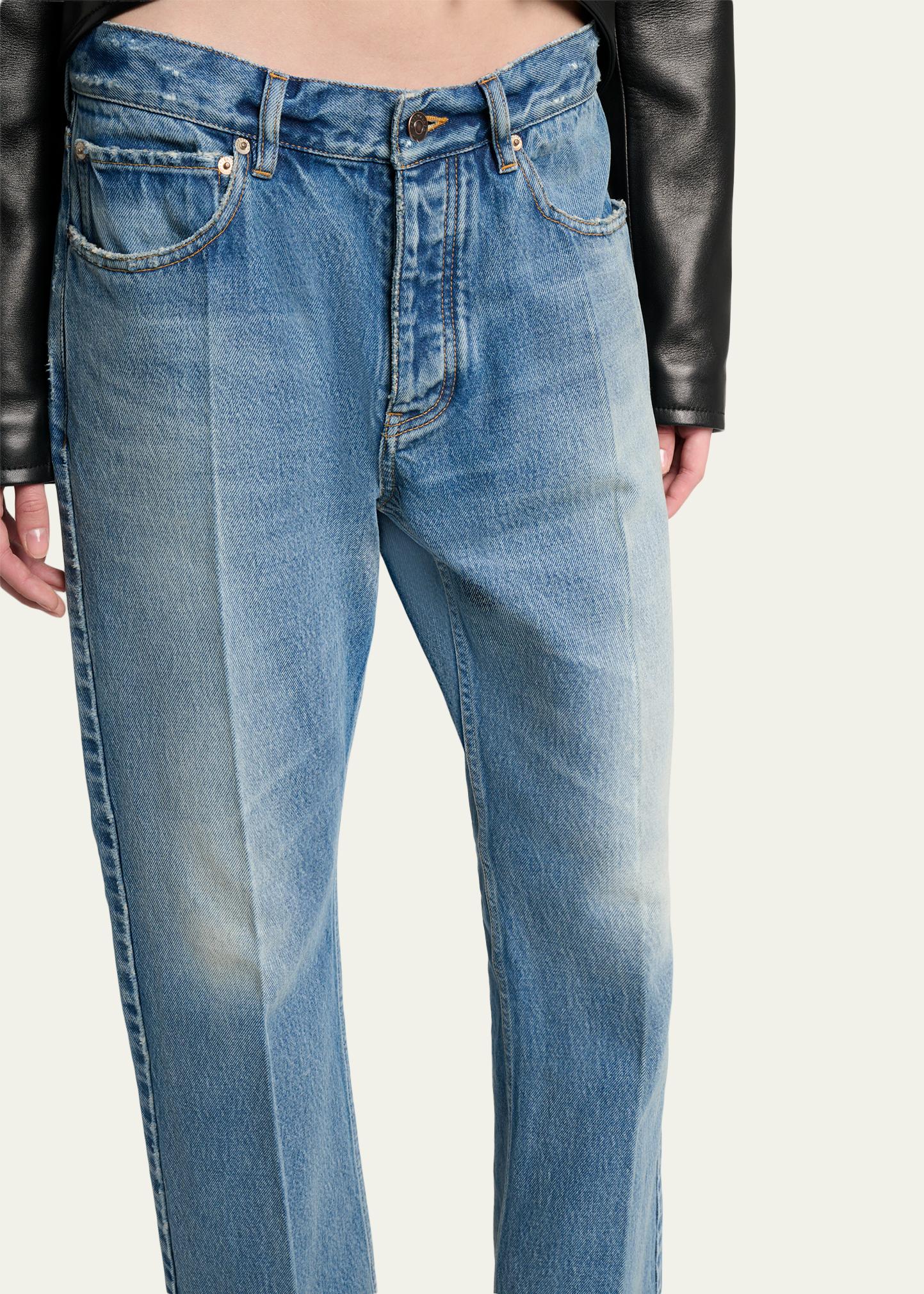 Balenciaga Mid-Rise Faded Denim Straight-Leg Jeans - Bergdorf Goodman