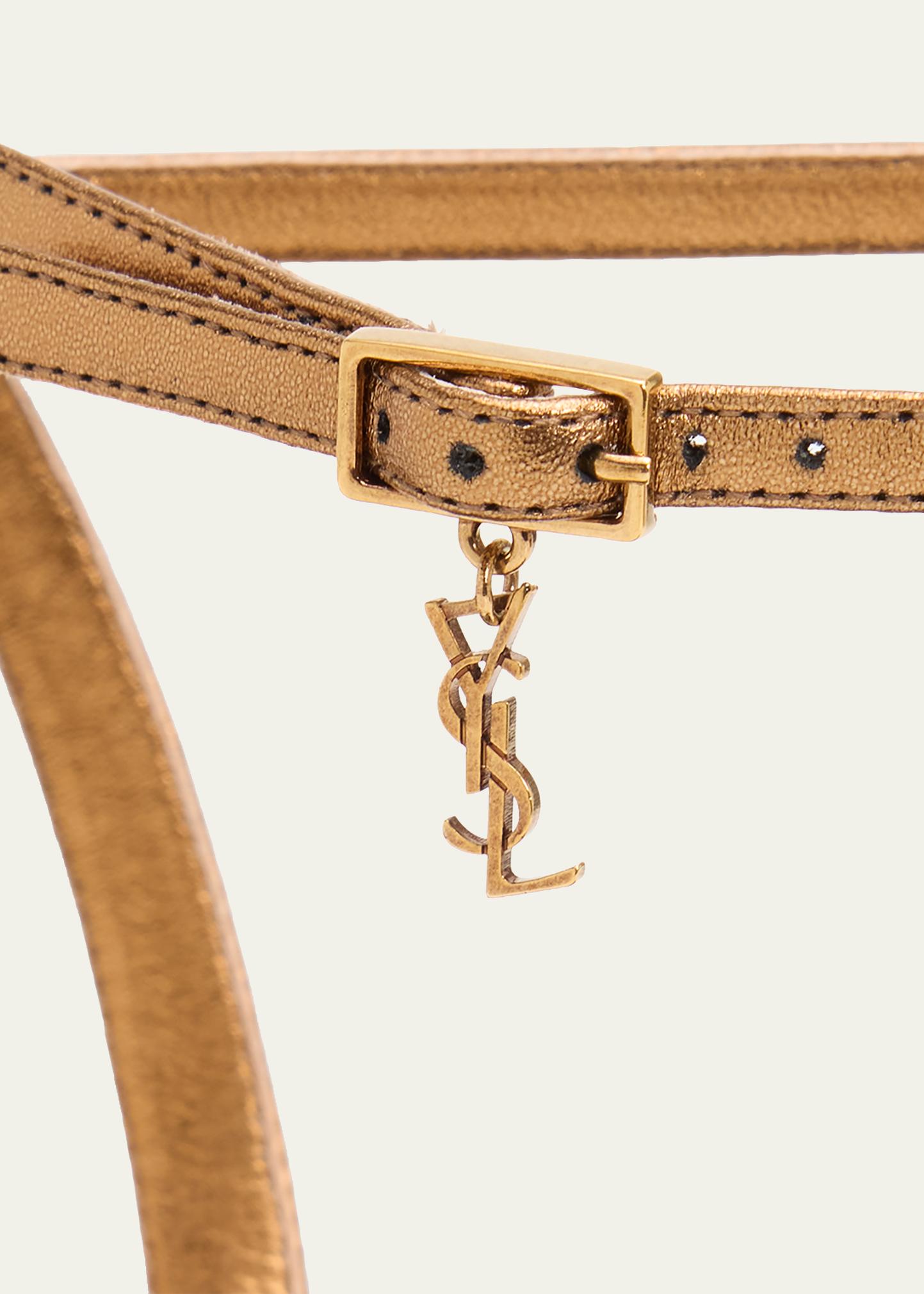 Saint Laurent 140mm Franciane Metallic Leather Platform Sandals
