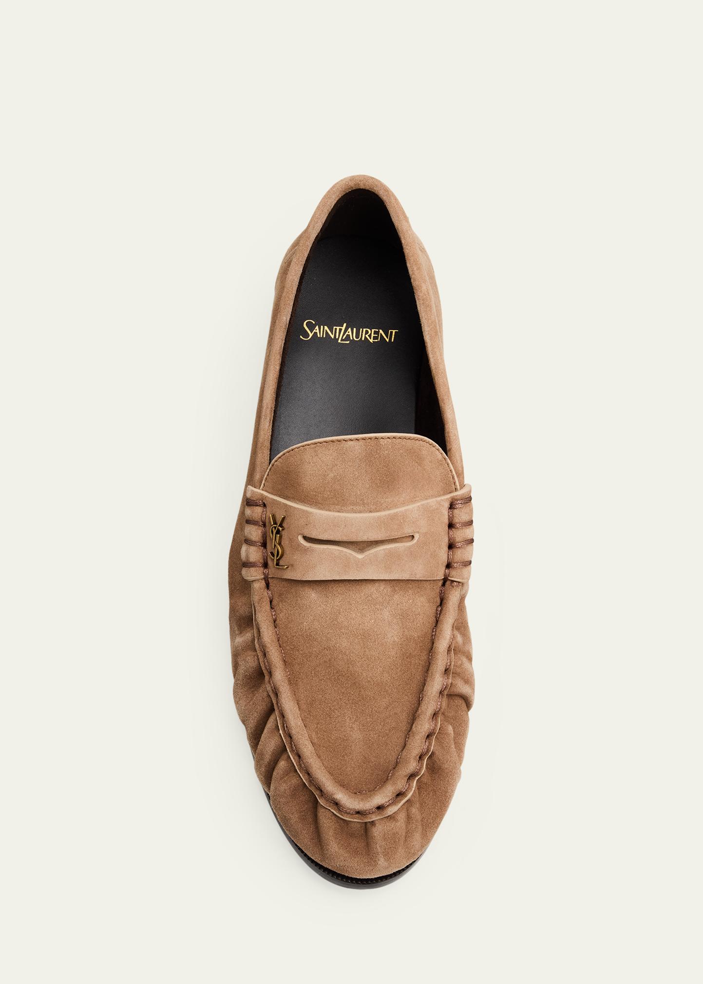 Saint Laurent Le Suede YSL Penny Loafers - Bergdorf Goodman