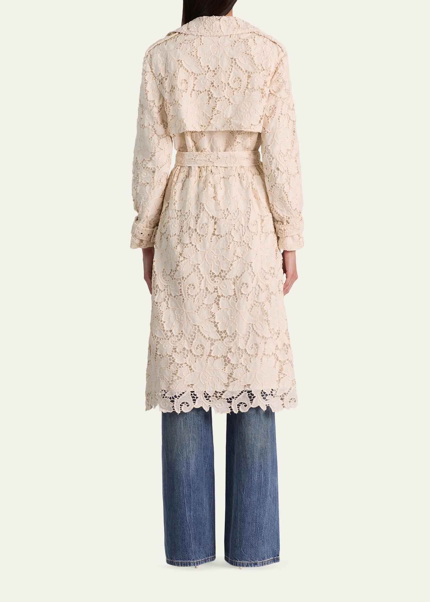 ALICE + OLIVIA Keith Eyelet Midi Trench Coat - Bergdorf Goodman