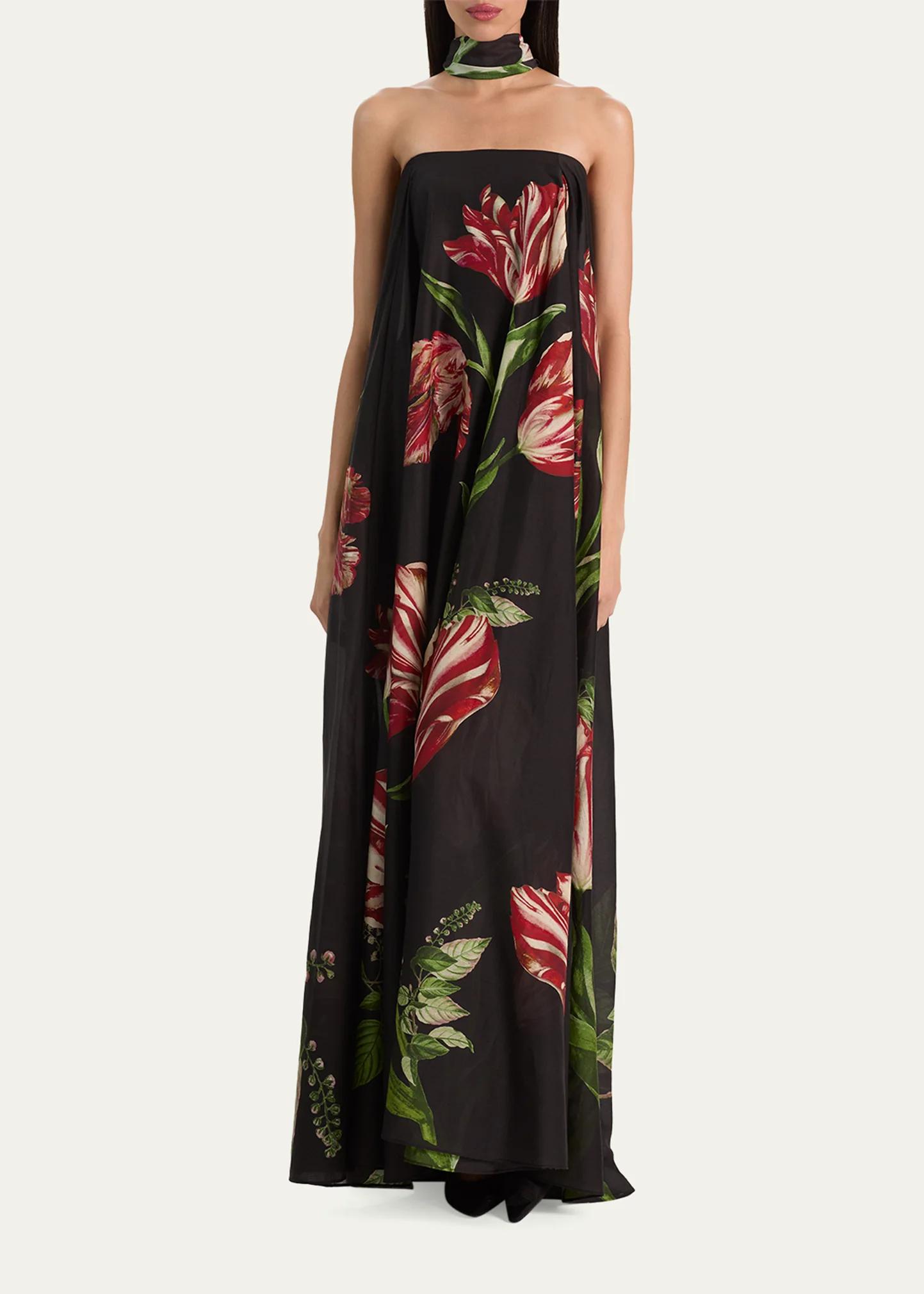 ALICE + OLIVIA Maricela Floral Scarf Maxi Dress - Bergdorf Goodman