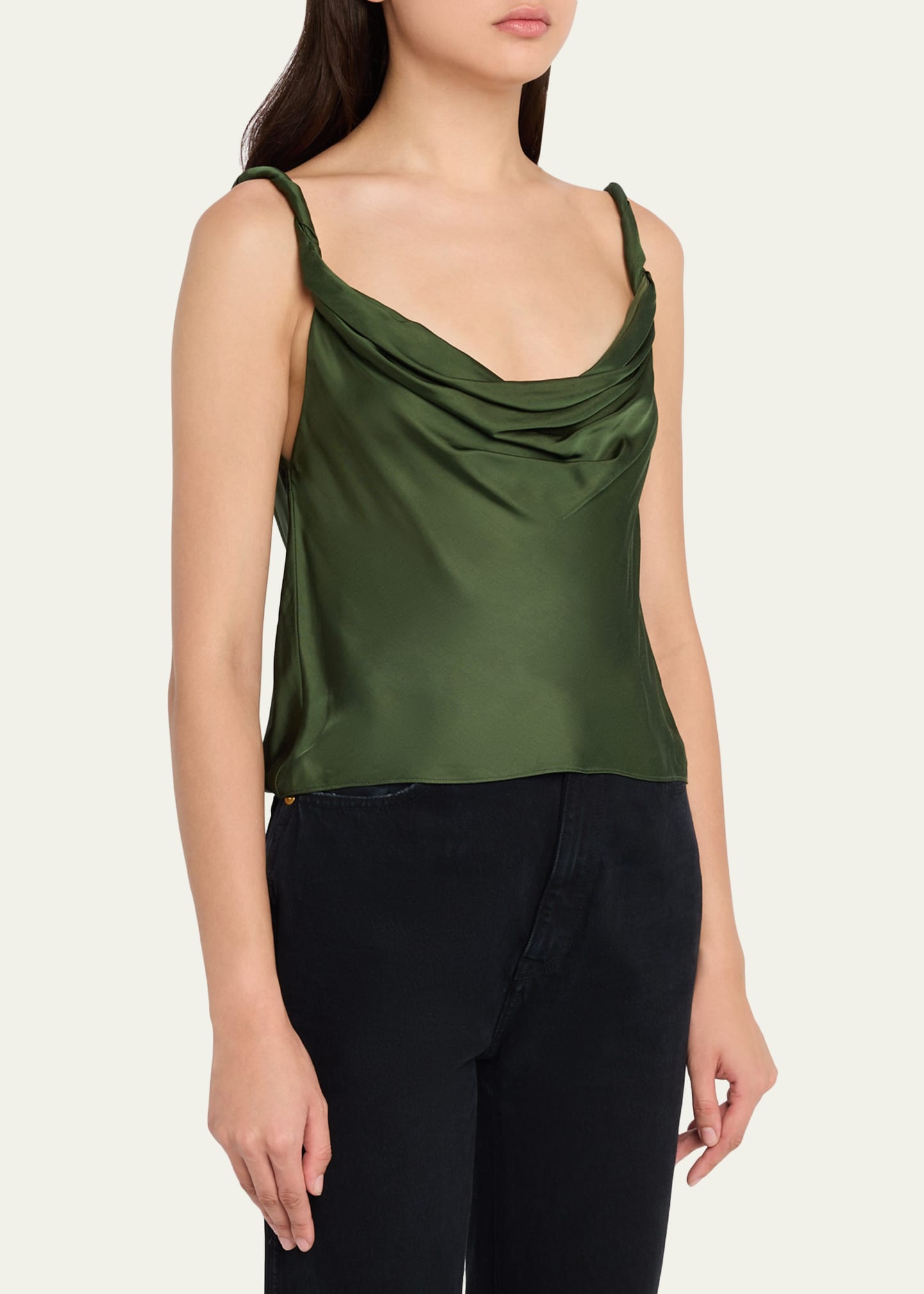 ALICE + OLIVIA Monique Twisted-Strap Satin Tank Top - Bergdorf Goodman