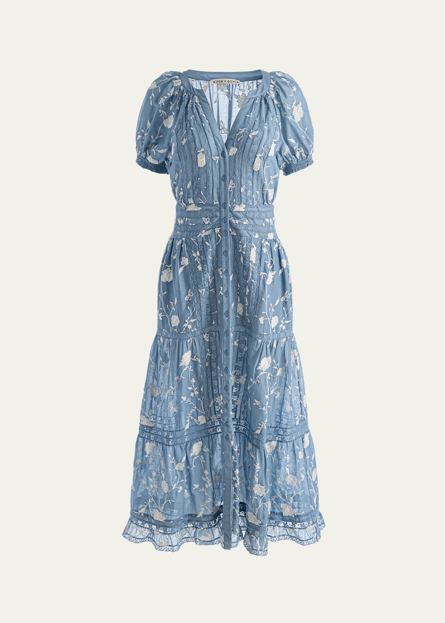 ALICE + OLIVIA Kathryn Lace-Trim Midi Shirtdress - Bergdorf Goodman