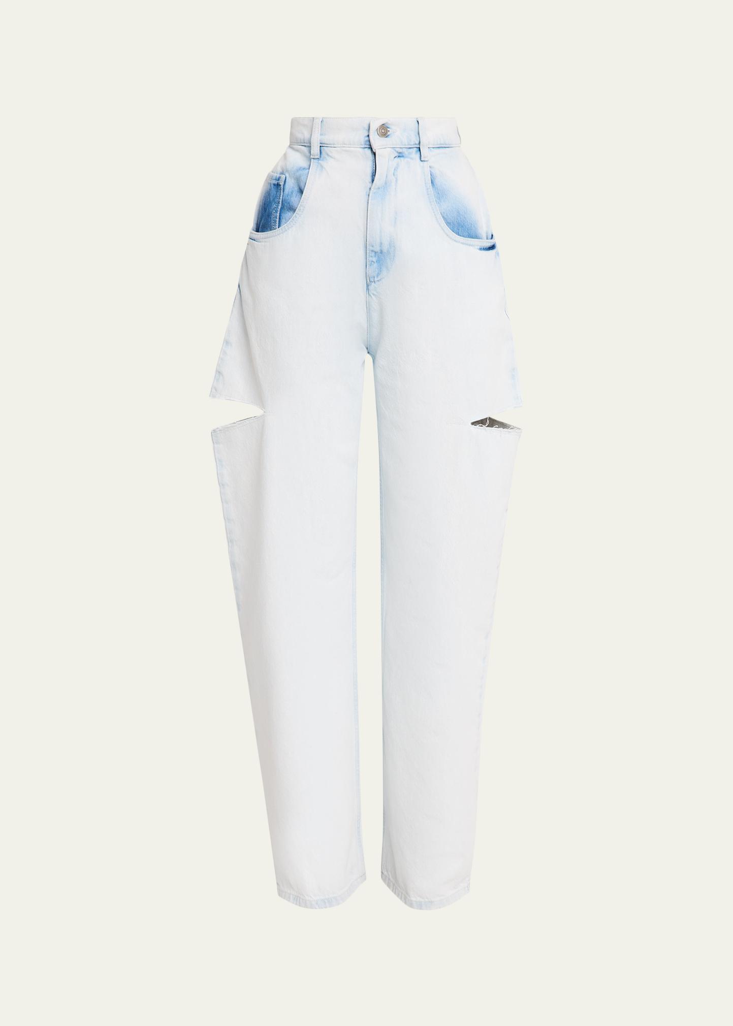 MM6 Maison Margiela Cutout Bleached Barrel-Leg Jeans - Bergdorf