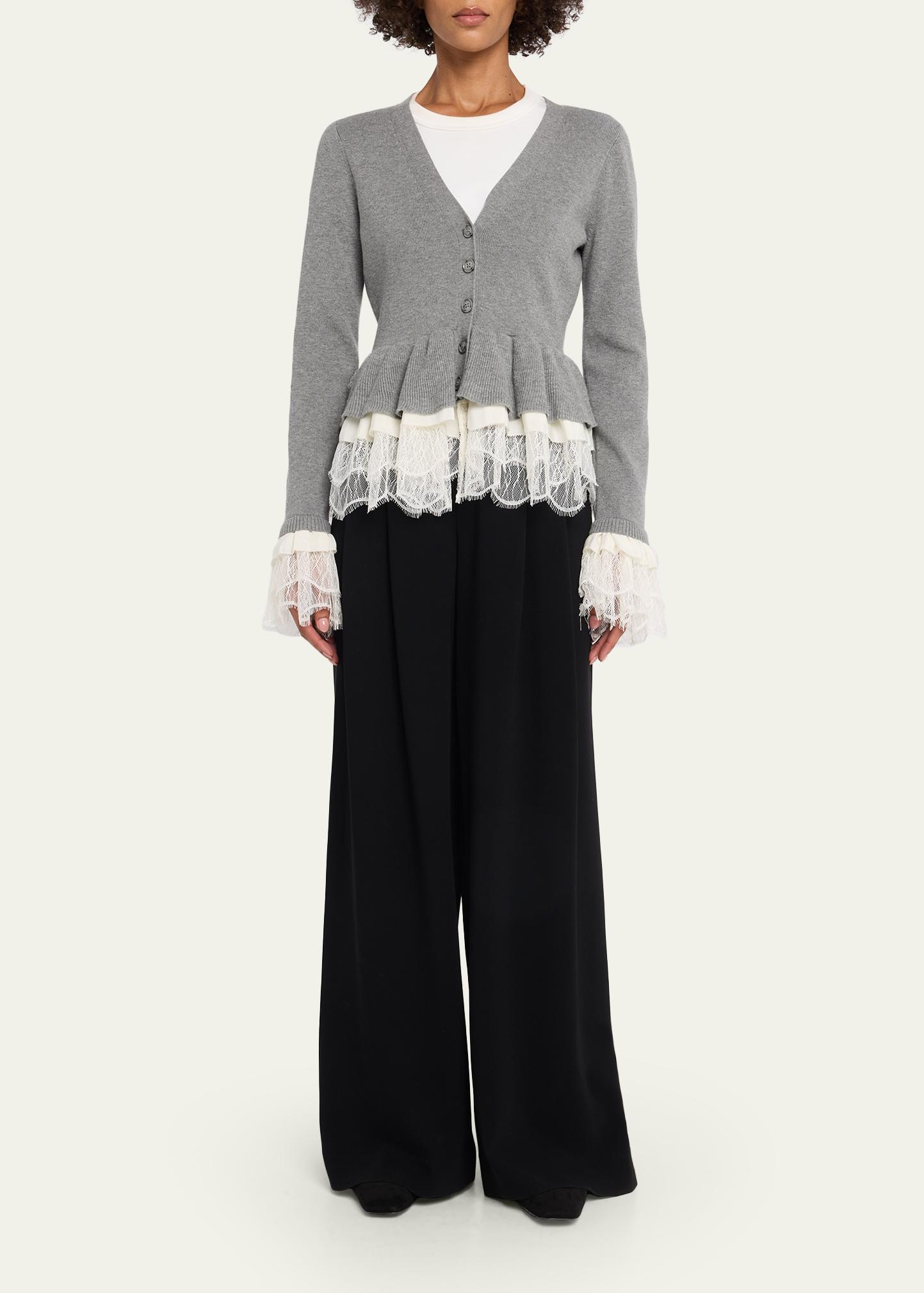 Cinq à Sept Dolly Ruffled Lace-Trimmed Peplum Cardigan - Bergdorf