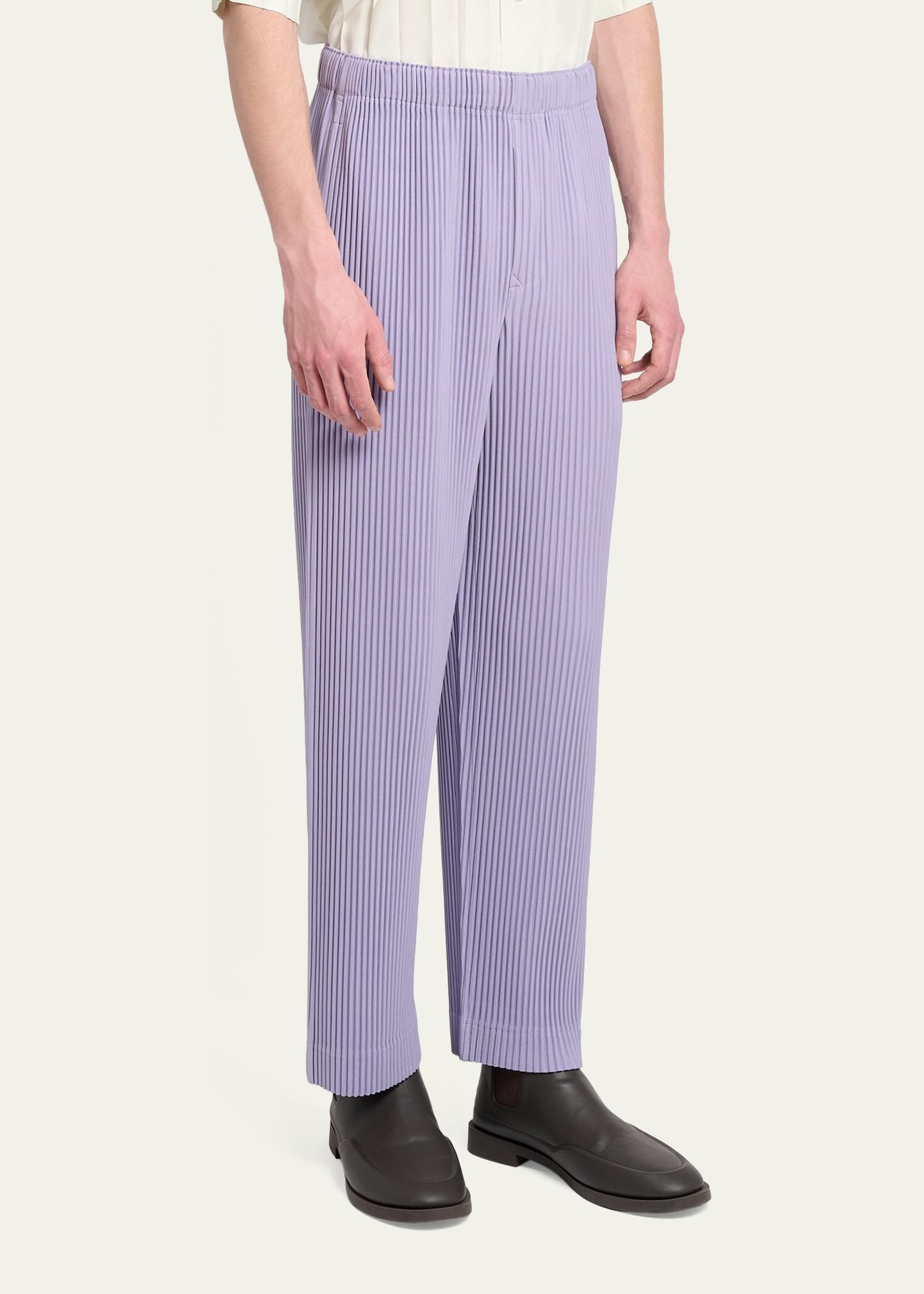 HOMME PLISSE ISSEY MIYAKE プリーツパンツ　1 パープル Homme Plissé Issey Miyake Men's Pleated Straight Leg Pull-On Pants