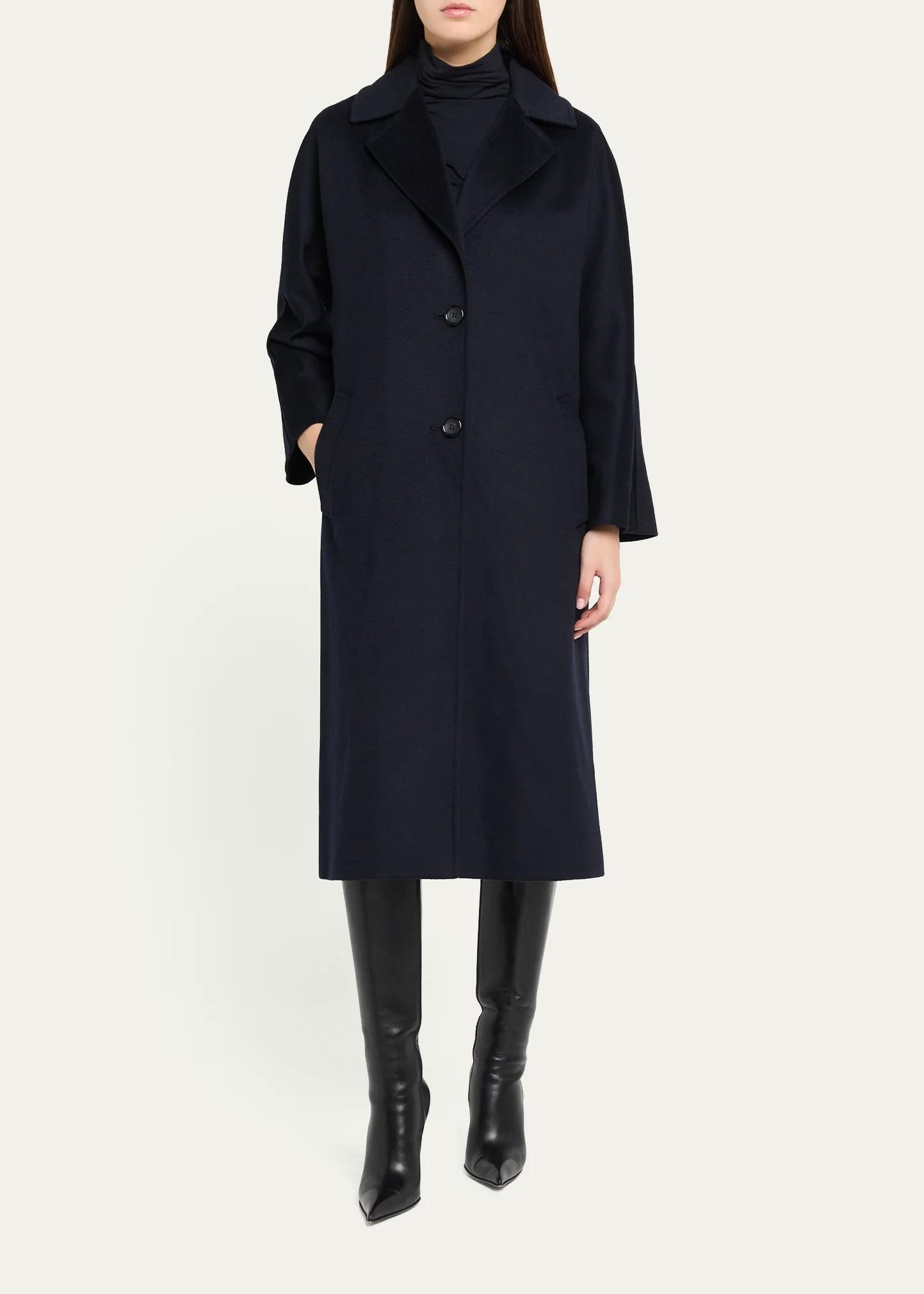 Cinzia Rocca Long Two-Button Notch-Collar Wool Coat, Midnight