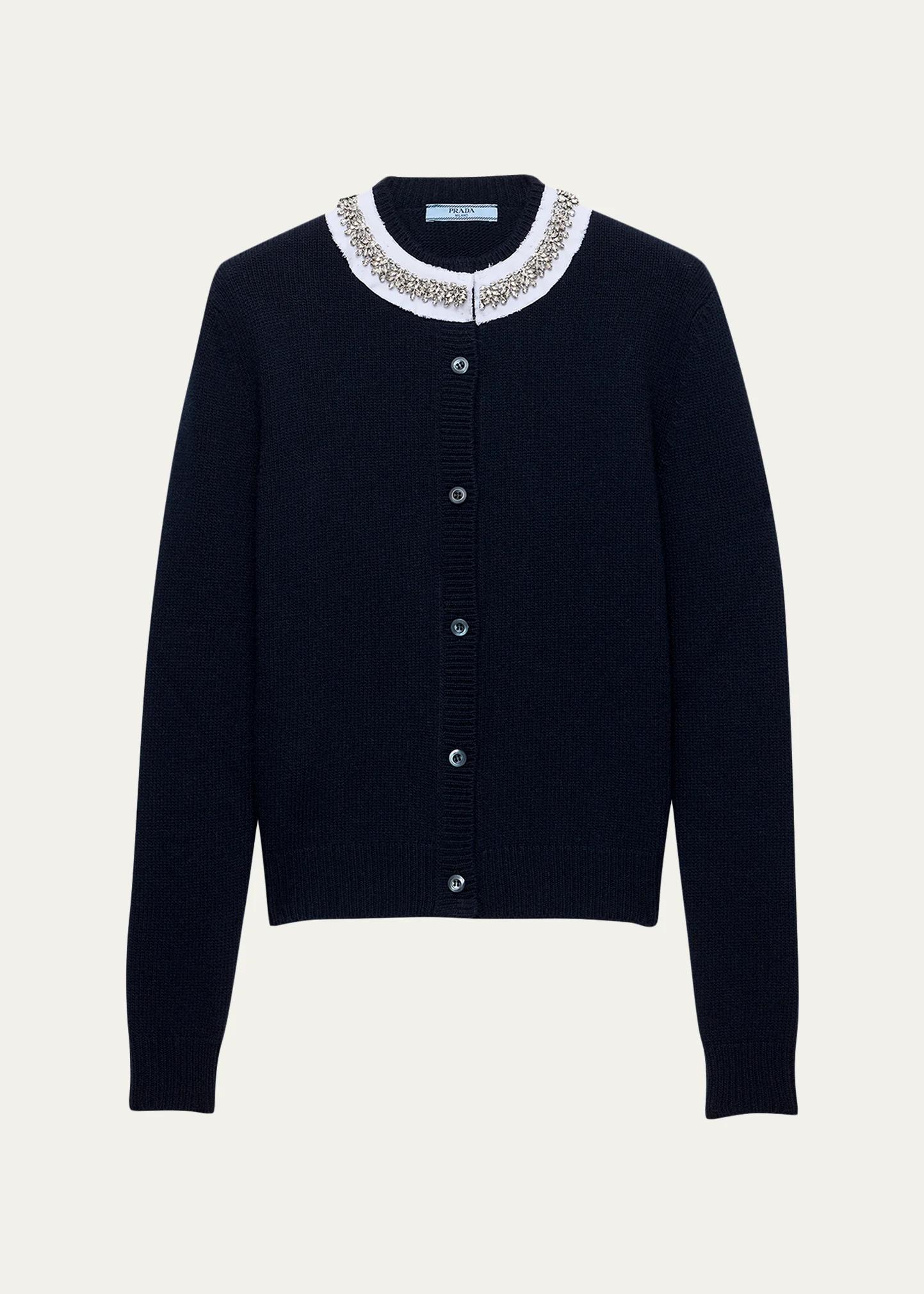 Embellished Cashmere-Wool Cardigan