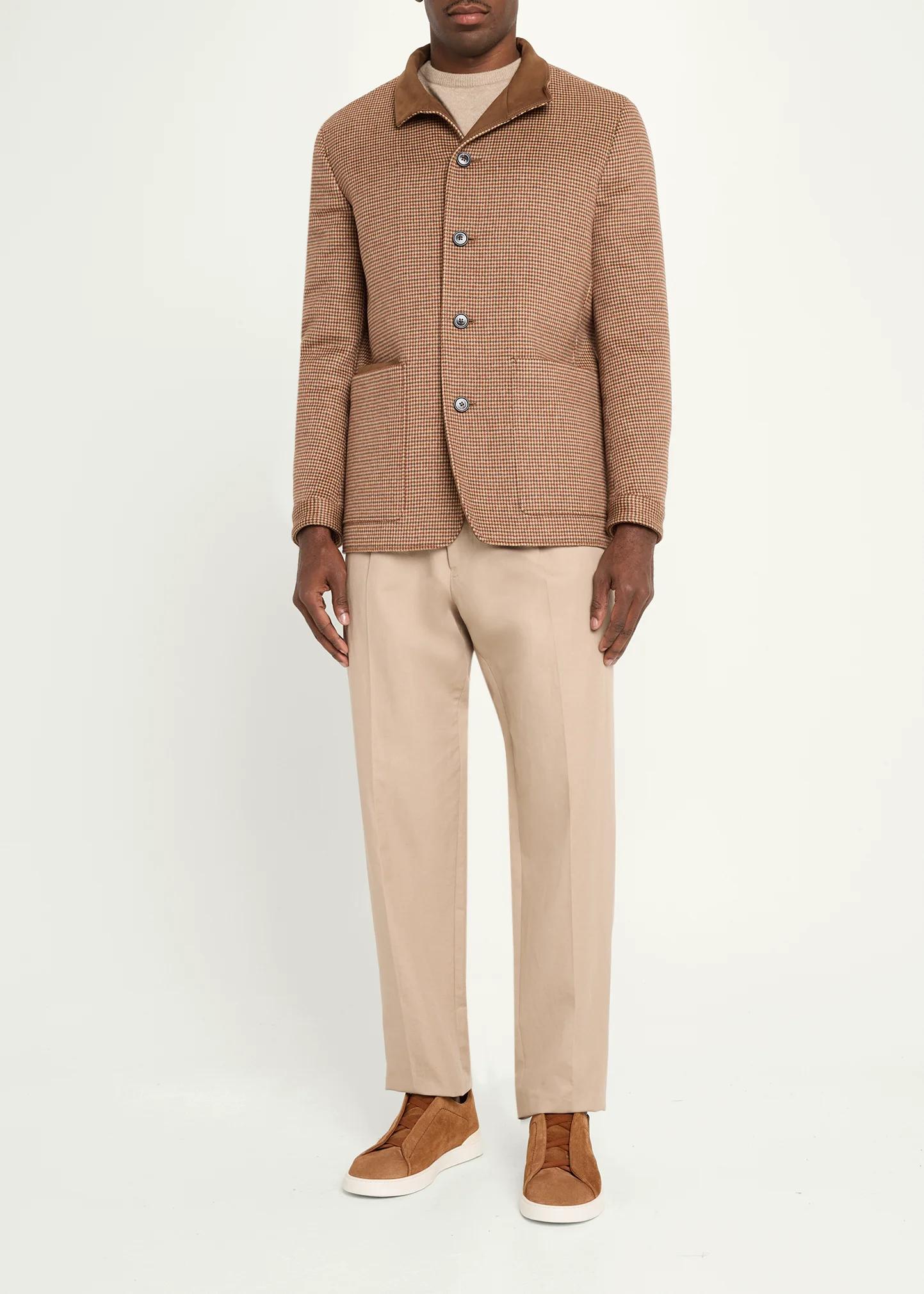ZEGNA 남성 하운드투스 울 혼합 자켓
