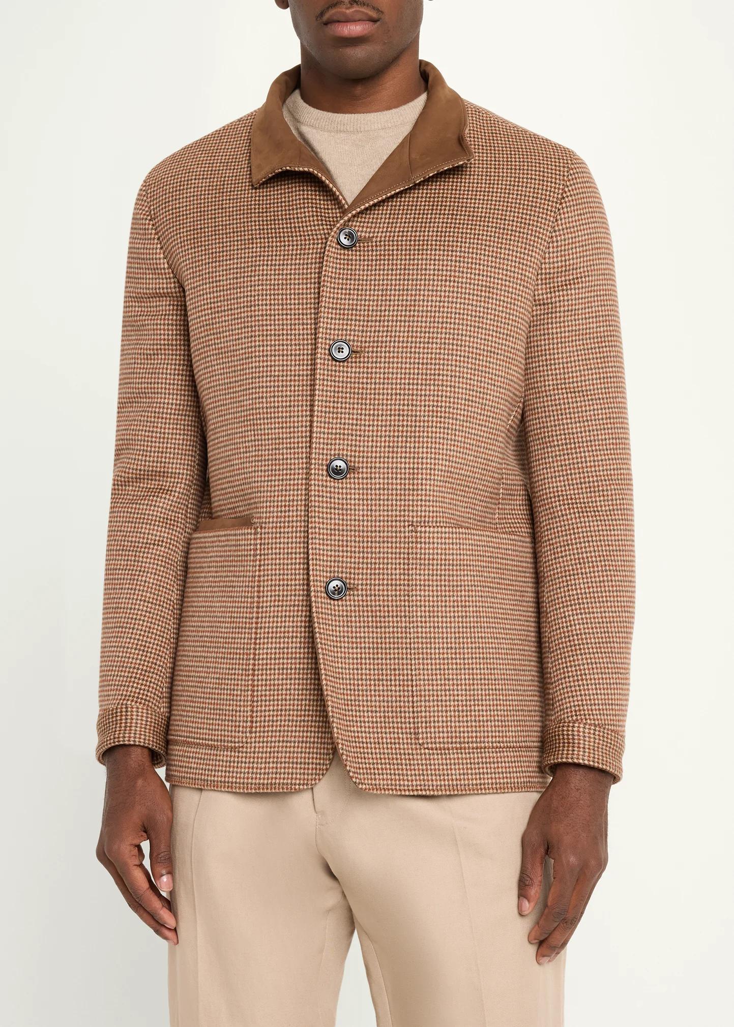 ZEGNA 남성 하운드투스 울 혼합 자켓