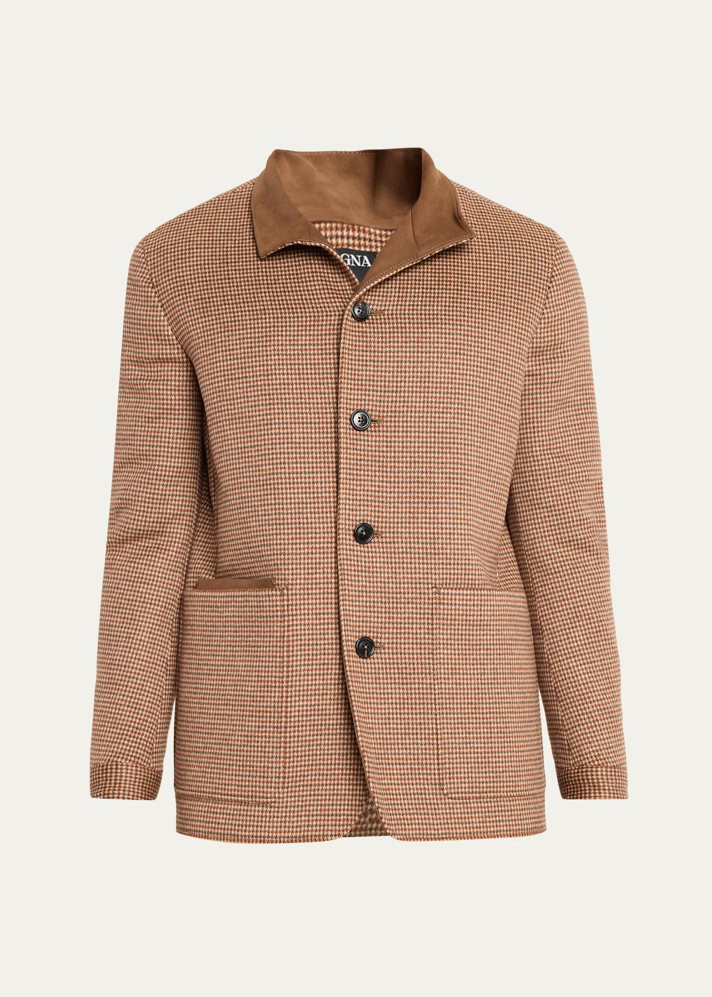 ZEGNA 남성 하운드투스 울 혼합 자켓