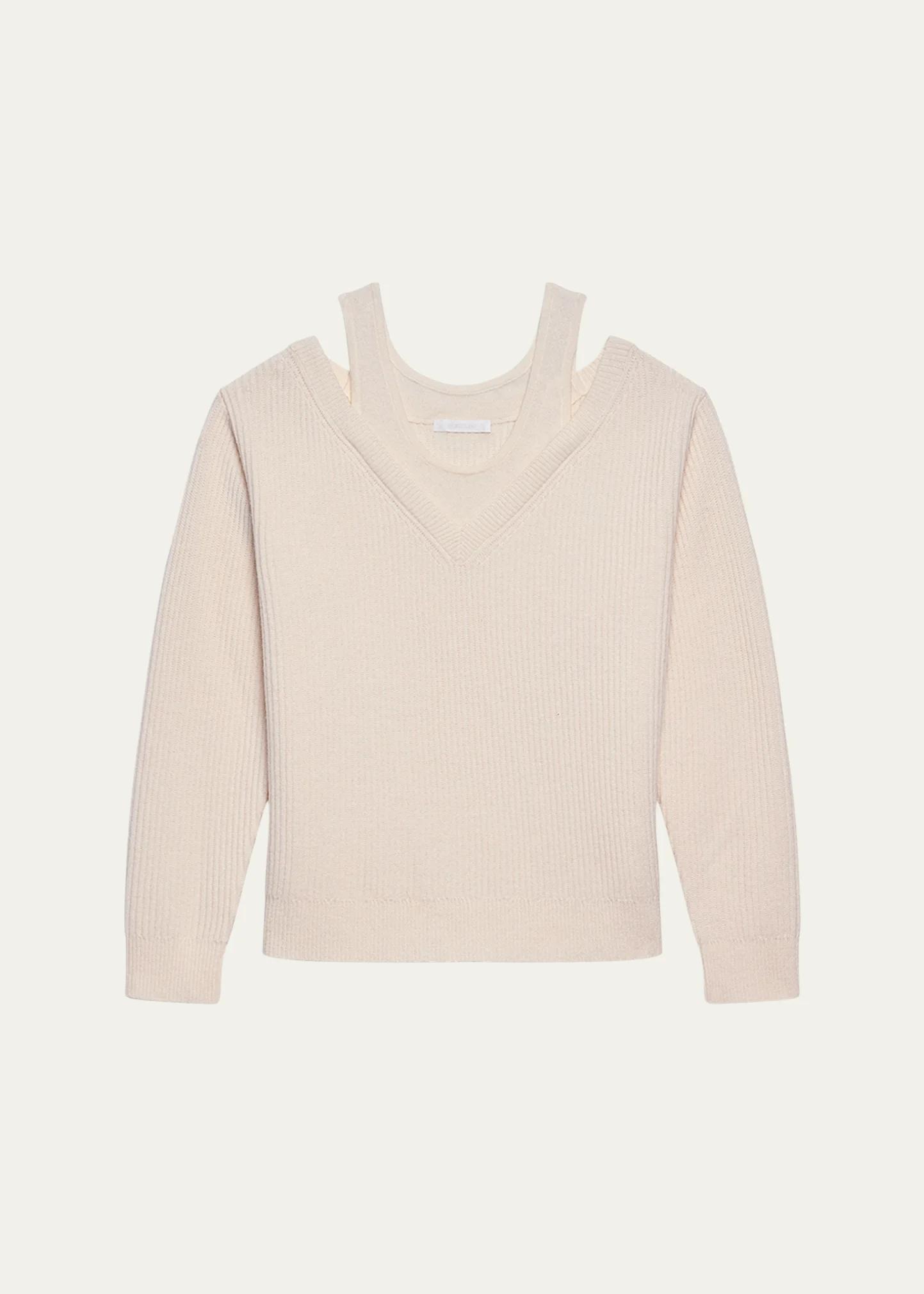 Helmut Lang Cold-Shoulder Wool Top - Bergdorf Goodman