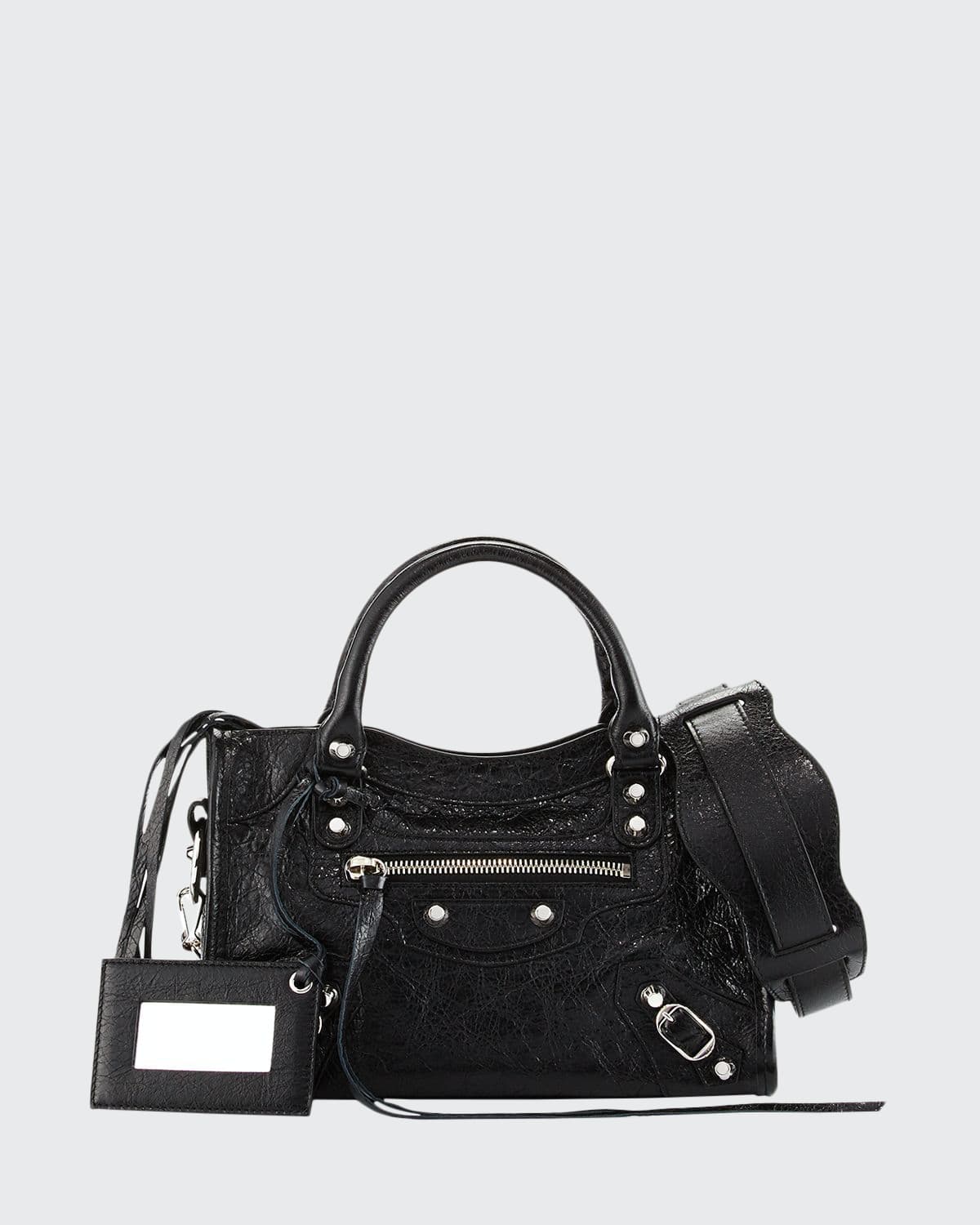 Balenciaga classic pulverized city aj satchel bag with logo strap