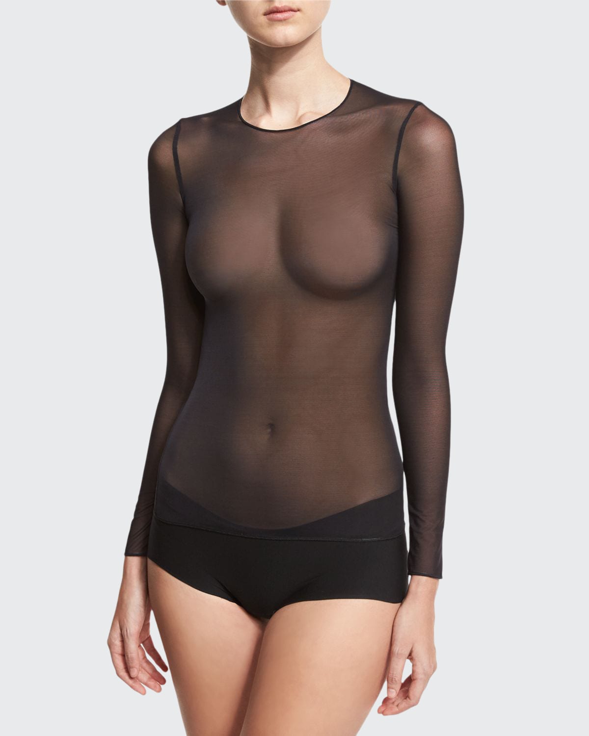 Commando Technical Mesh Long-Sleeve Top, Black