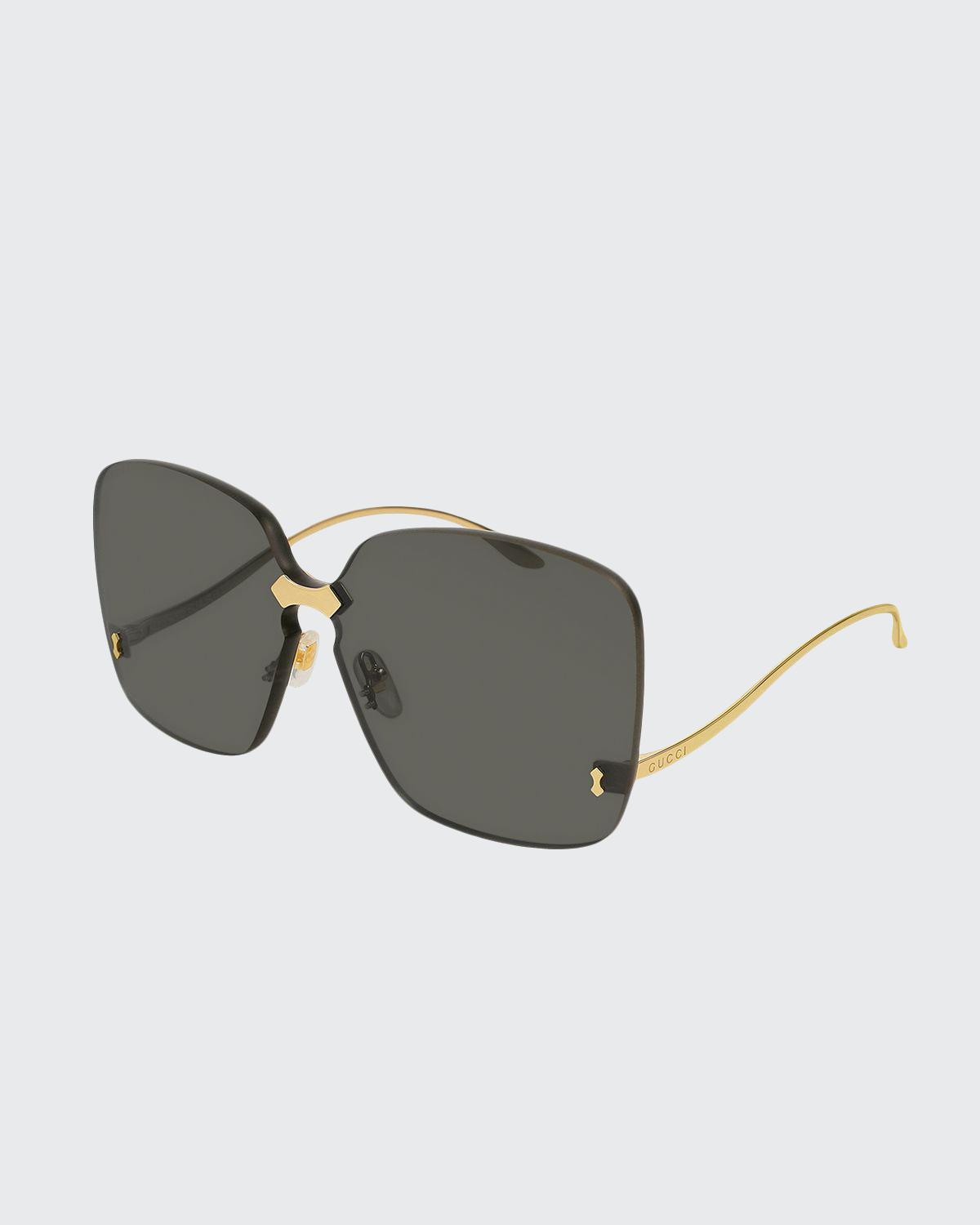 Gucci Rimless Square Low-Temple Sunglasses