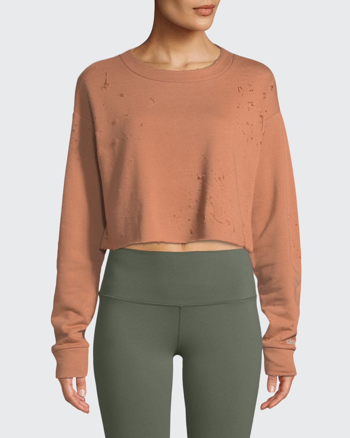 Fierce Distressed Crewneck Cropped Pullover Sweatshirt