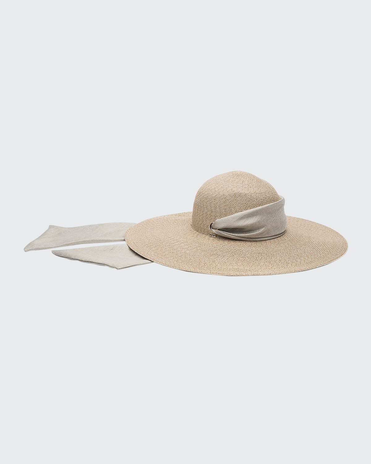 Eugenia Kim Brigitte Vented Hemp Boater Hat w/ Striped Hat Band ...