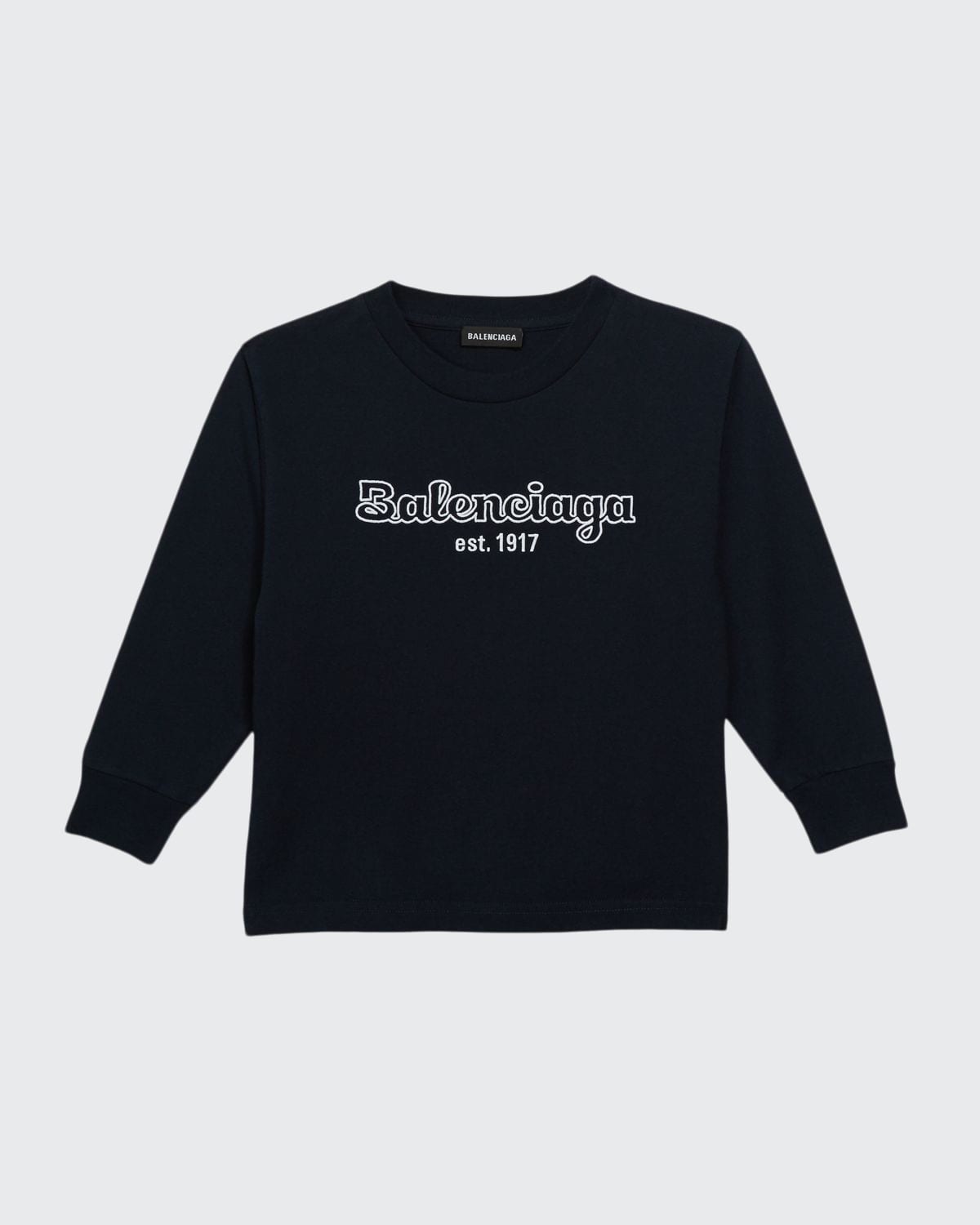 Balenciaga Kid's Bubble Script Logo Long-Sleeve T-Shirt, Size 2-10