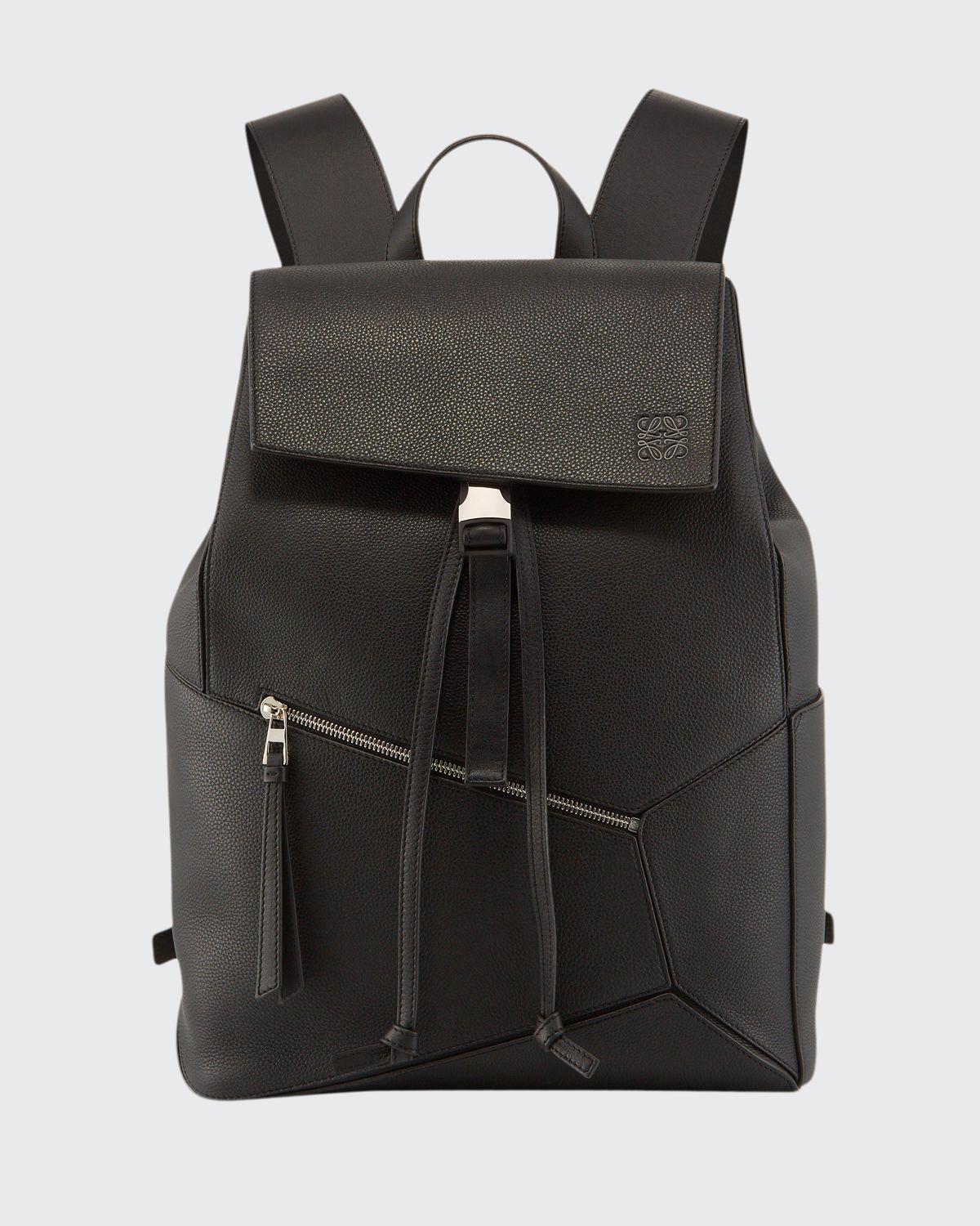 LOEWE Men's Puzzle Leather Backpack with Asymmetrical Details