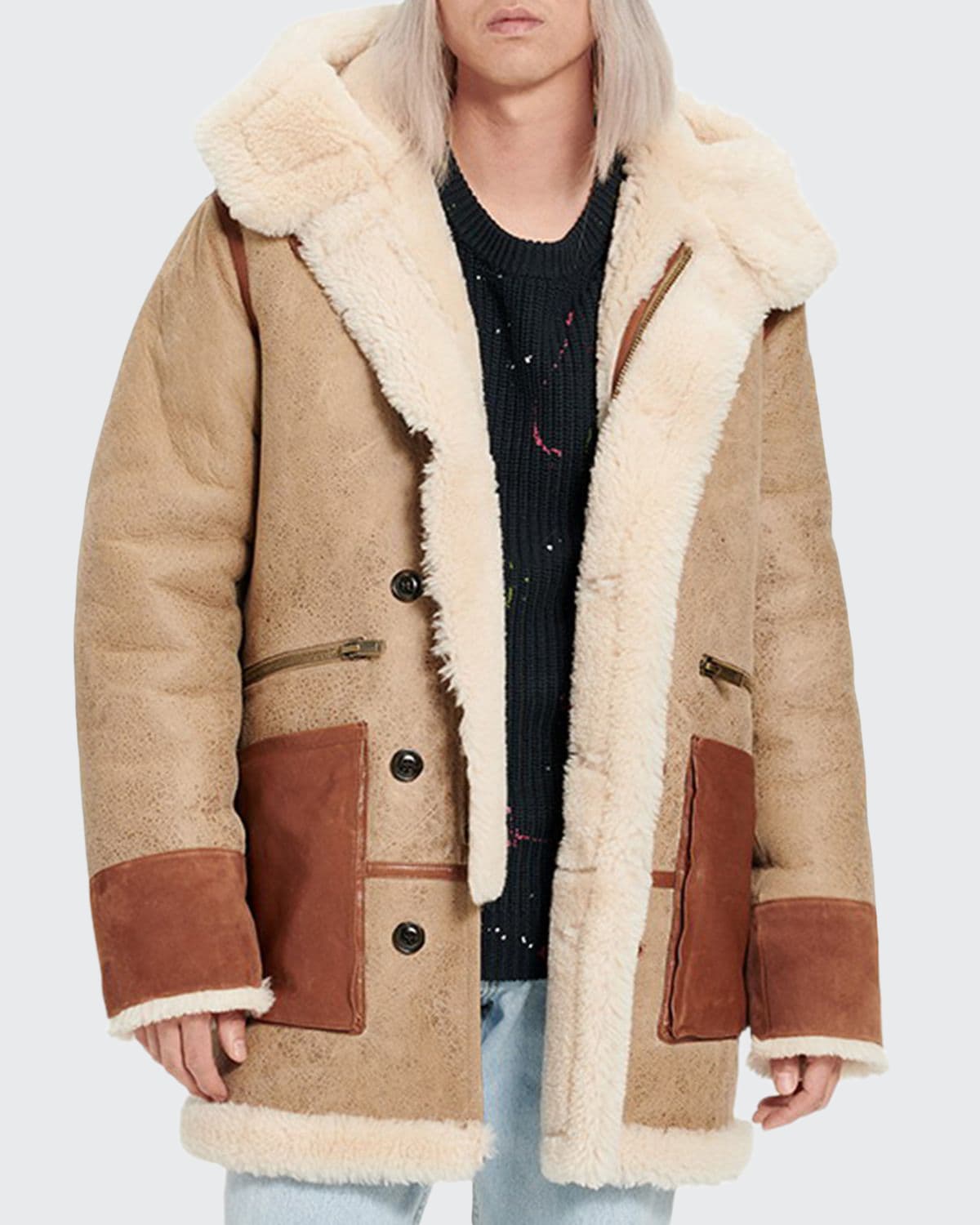 Men s Yates Shearling Hooded Coat
