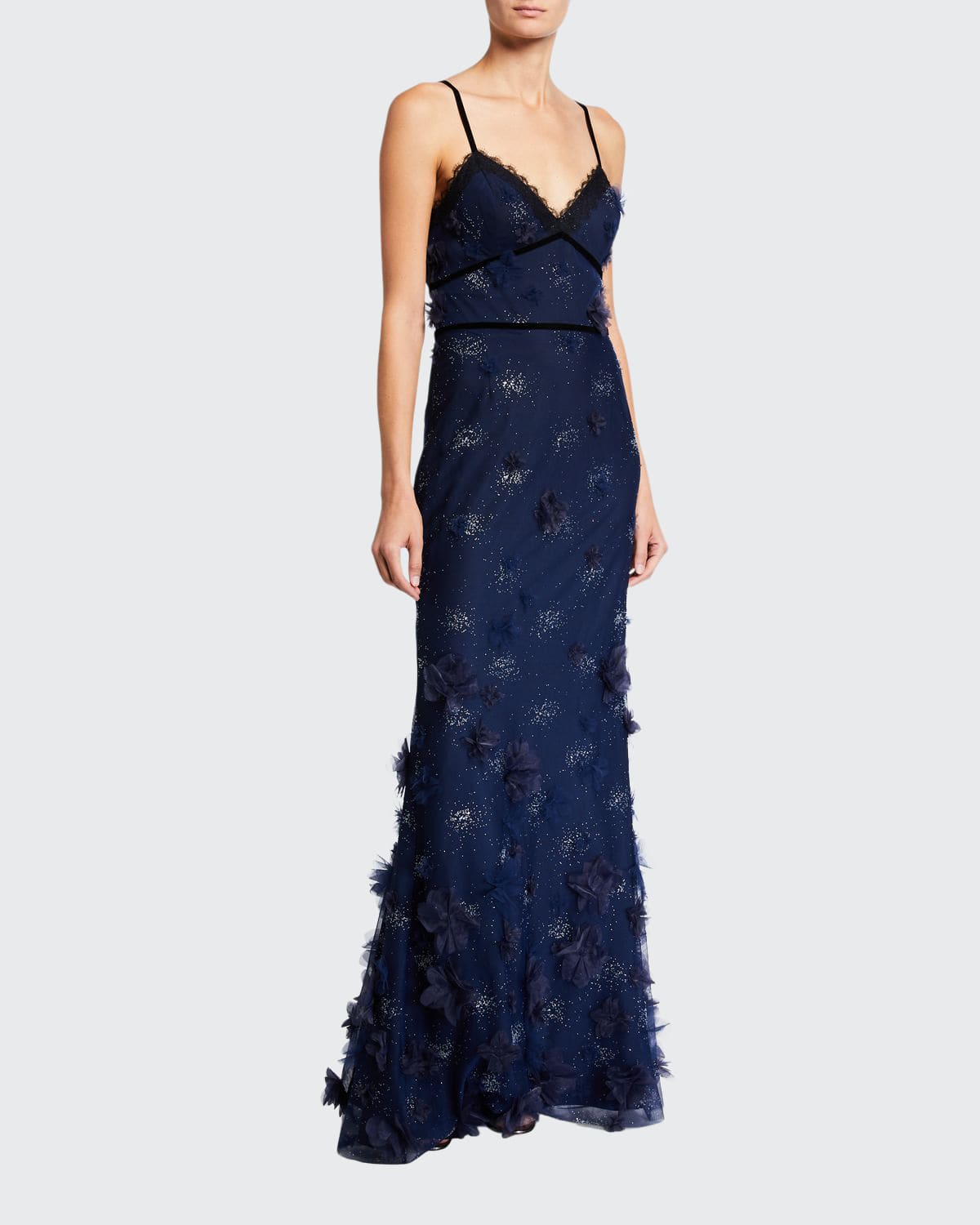 Marchesa notte 3d embroidered gown best sale