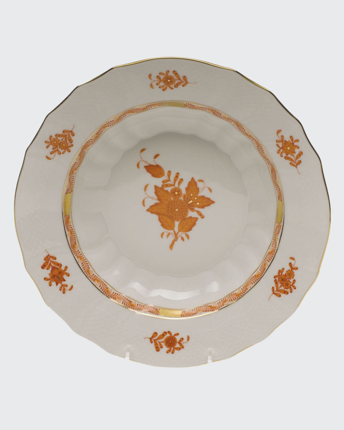 Herend Chinese Bouquet Rust  Rimmed Soup Bowl 5973526 